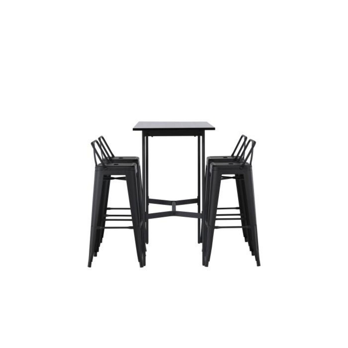 Paris Prix Ensemble Table de Bar & 4 Tabourets  Rax & Tempe  120cm Noir