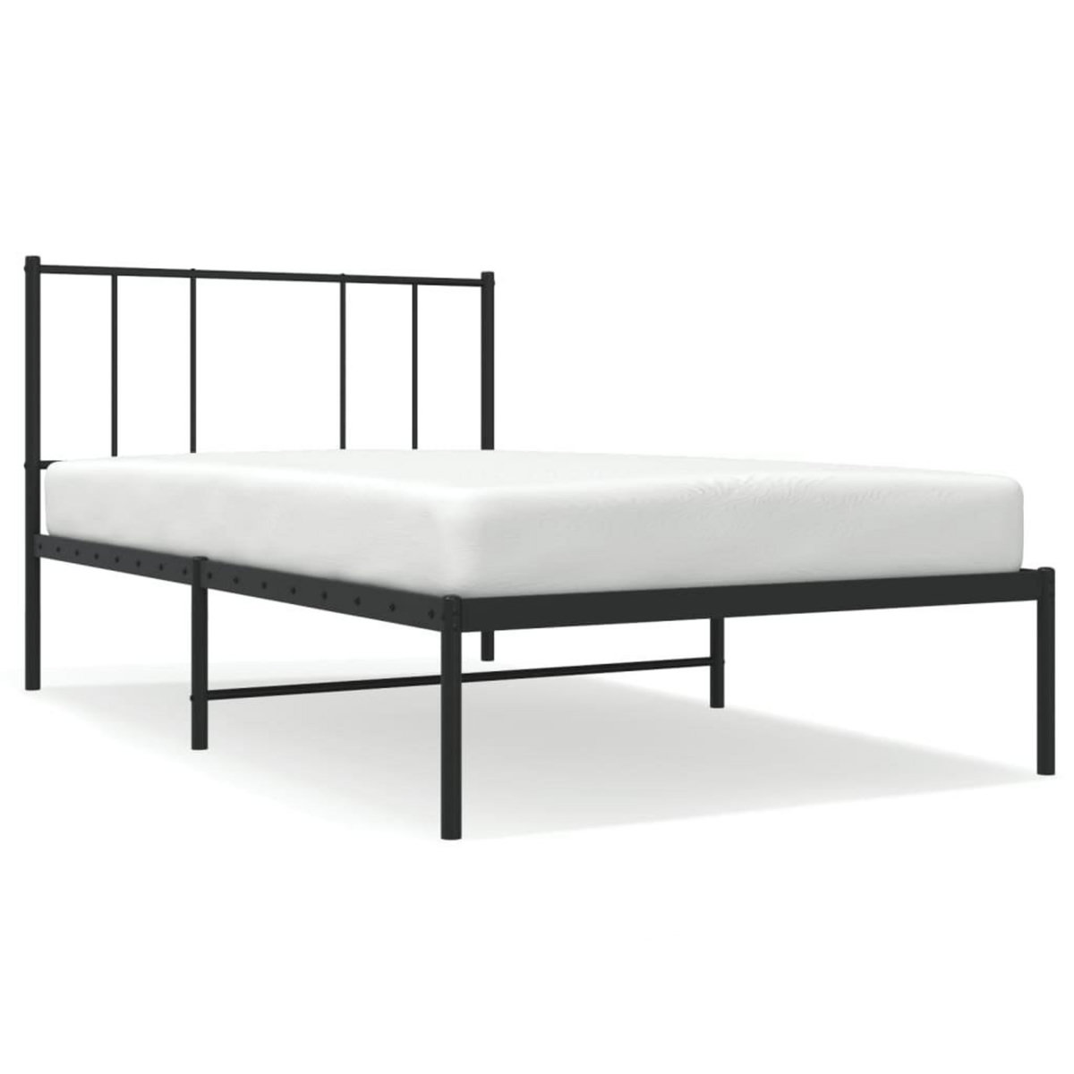 VIDAXL Cadre de lit metal sans matelas avec tete de lit noir 90x190 cm