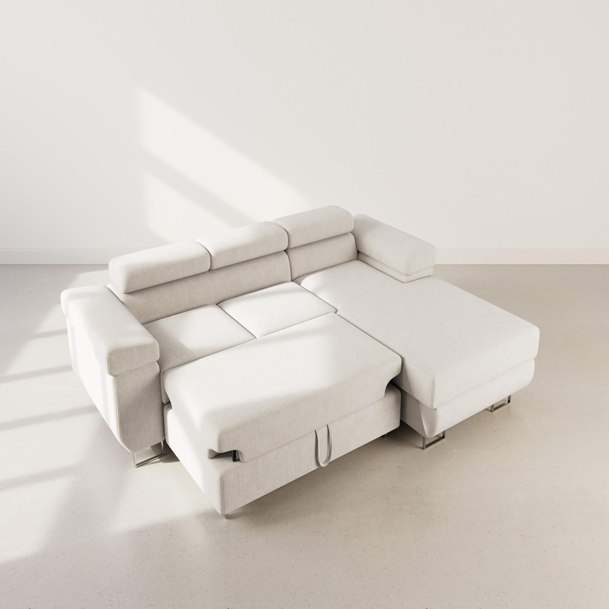 Voir la diapositive 2 : BEST MOBILIER Pablo - canapé d'angle droit - 6 places - convertible avec coffre et têtières réglables - en velours côtelé