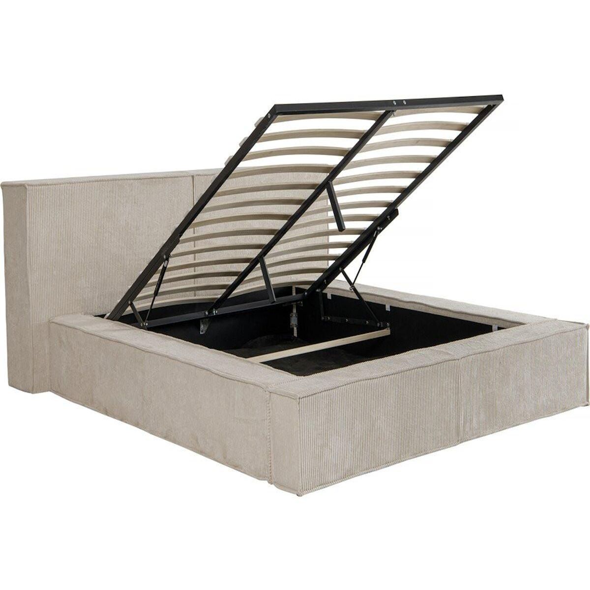 Habitat et Jardin Lit coffre en velours côtelé  Courchevel  - 180 x 200 cm - Beige