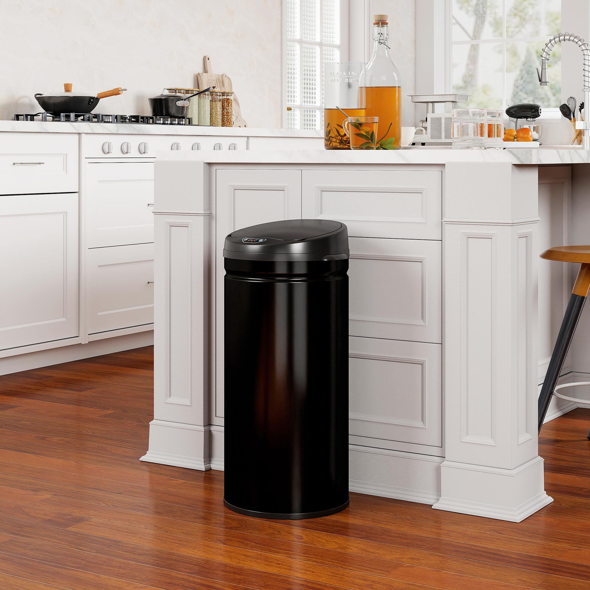 Voir la diapositive 2 : HOMCOM Poubelle automatique 42l capteur de mouvement acier inox
