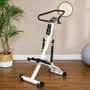 Voir la diapositive 2 : HOMCOM Stepper fitness pliable réglable - stepper avec guidon écran LCD multifonction porte-bouteille 2 roulettes acier blanc