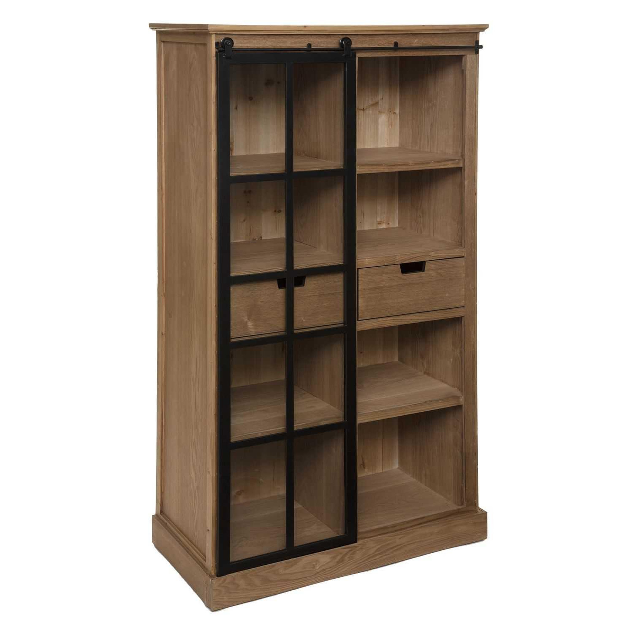 Voir la diapositive 3 : ATMOSPHERA Bibliothèque lazare avec porte vitrée coulissante - marron