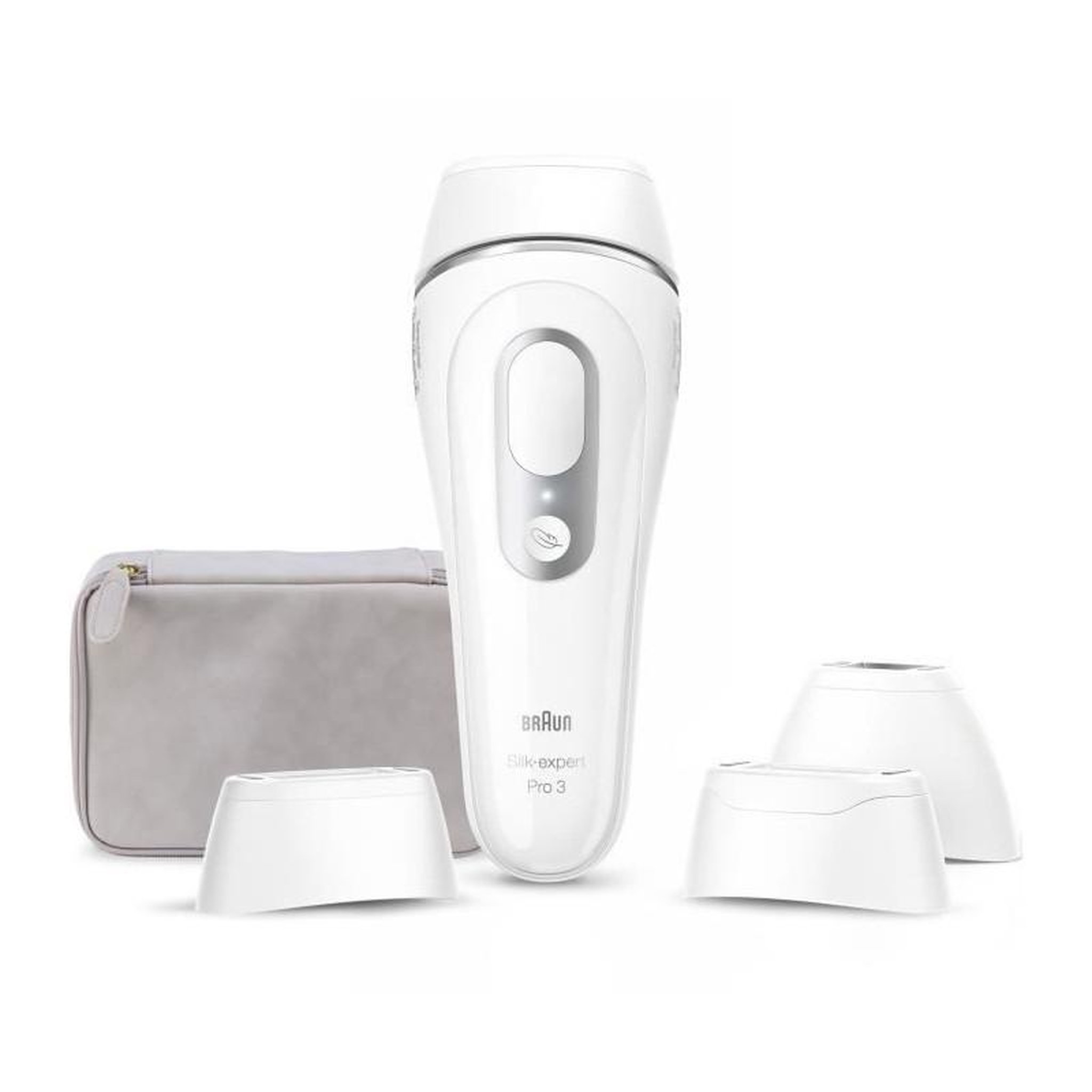 Voir la diapositive 2 : BRAUN Épilateur a Lumiere Pulsée - BRAUN - Silk·expert Pro 3 - Épilation des poils a la maison - Pochette - 3 Tetes - PL3230