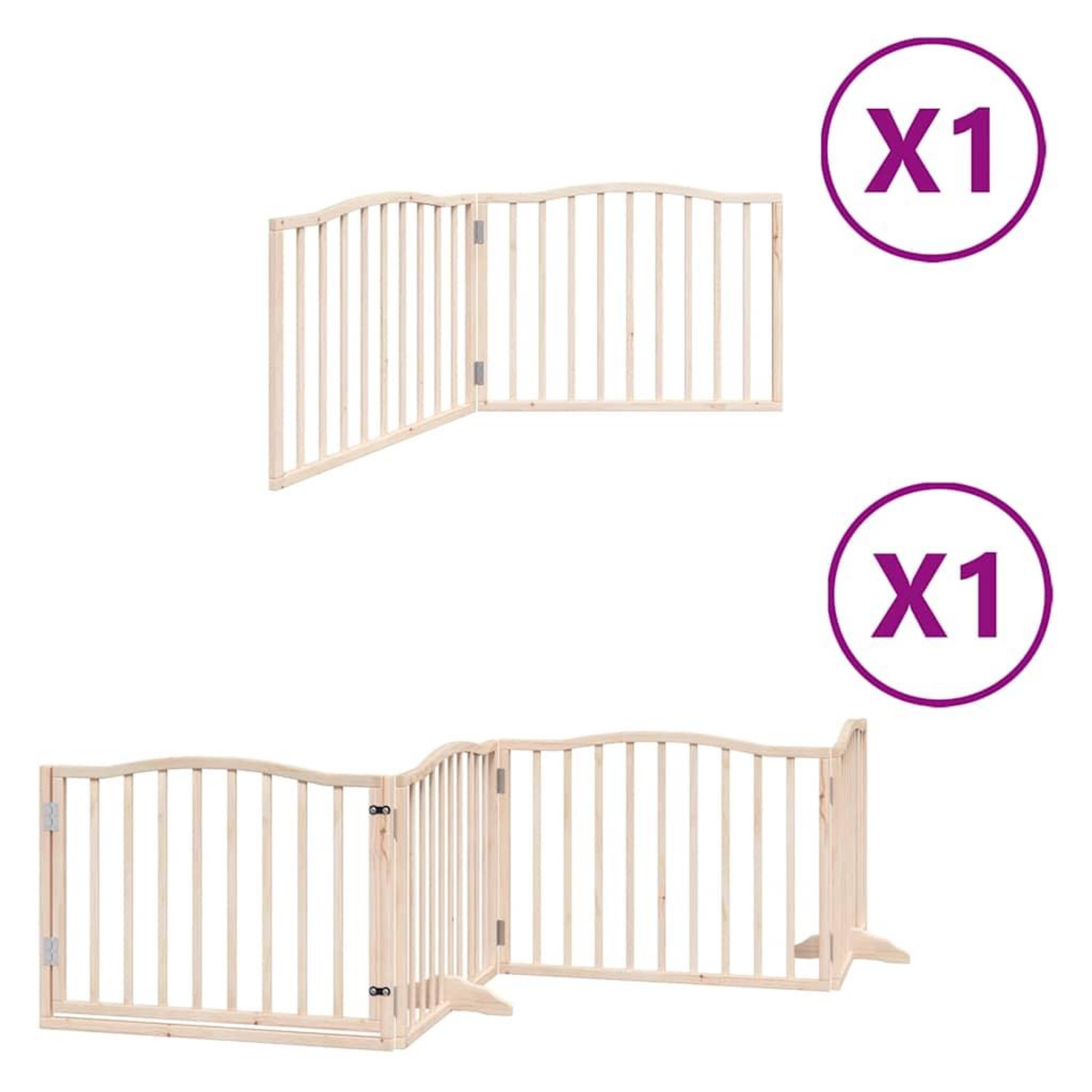 Voir la diapositive 2 : VIDAXL Barriere pour chien avec porte pliable 6 panneaux bois peuplier
