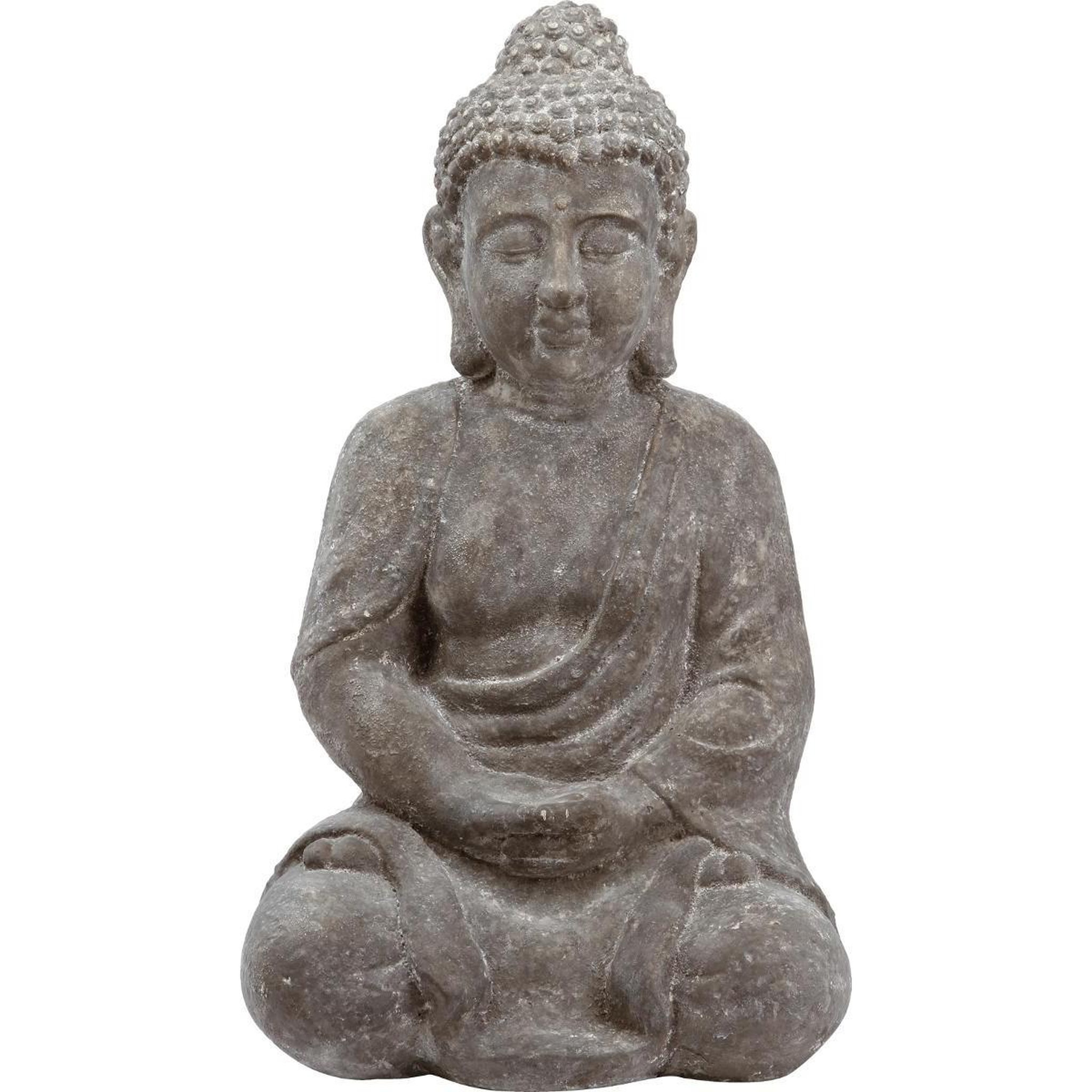 Voir la diapositive 2 : ATMOSPHERA Statue en ciment  bouddha assis  46cm gris