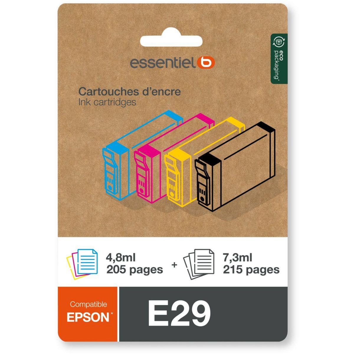 ESSENTIEL B Cartouche d'encre Pack Compatible E29 (Noir + 3 Couleurs)