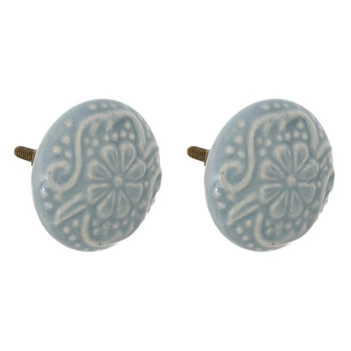 ATMOSPHERA Lot de 2 Boutons de Meuble  Aniya  4cm Bleu