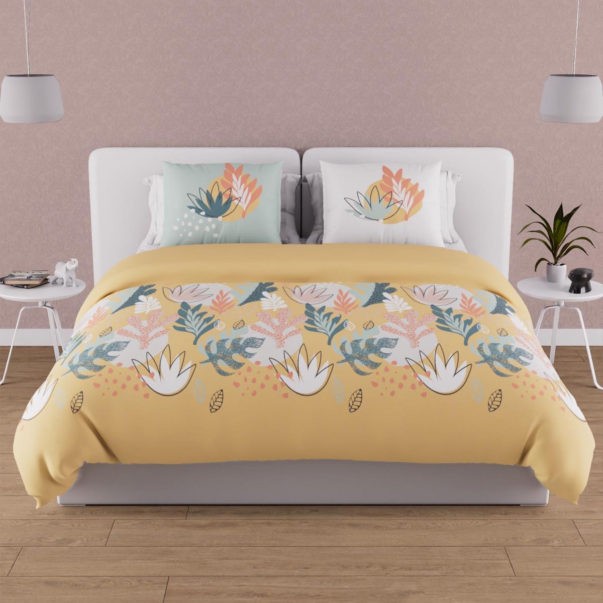 SOLEIL D'OCRE Parure housse de couette en coton 57 fils MATHIS, par Soleil d'ocre