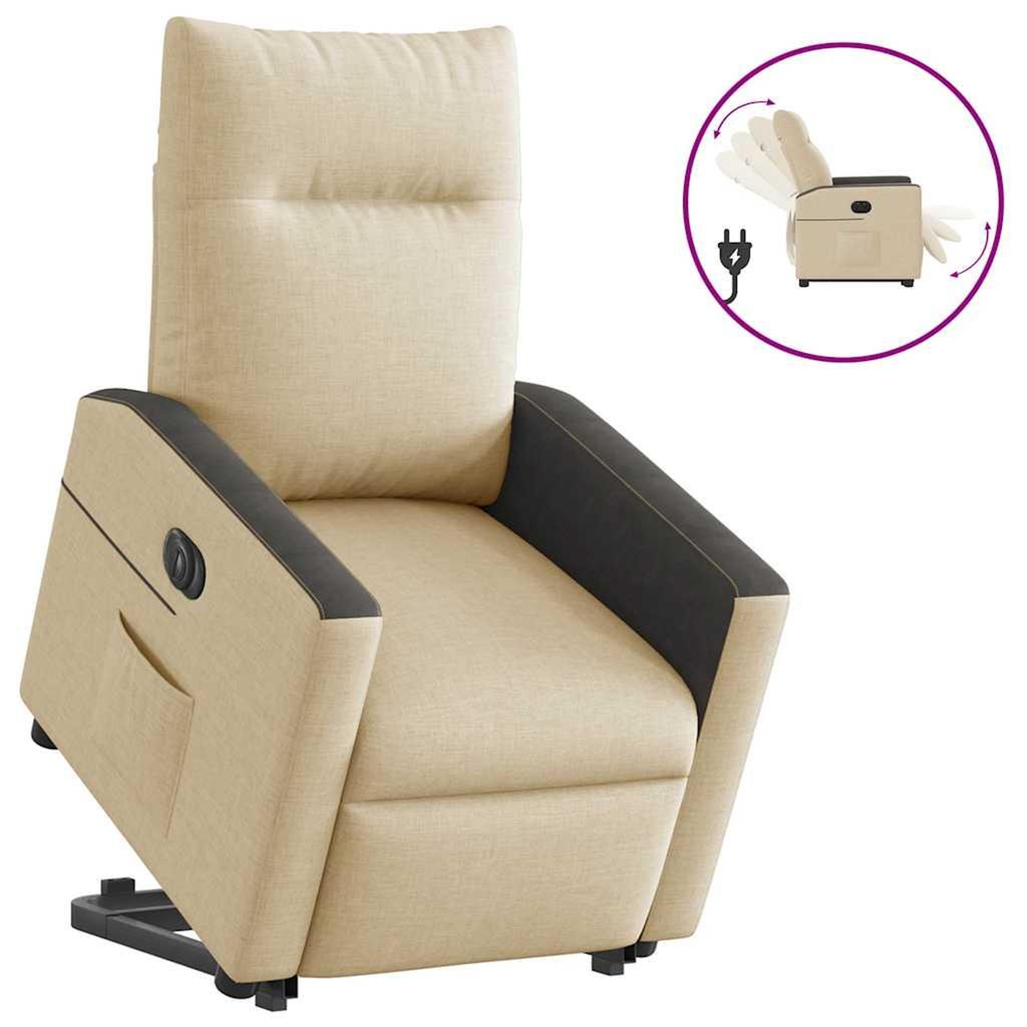VIDAXL Fauteuil inclinable electrique creme tissu