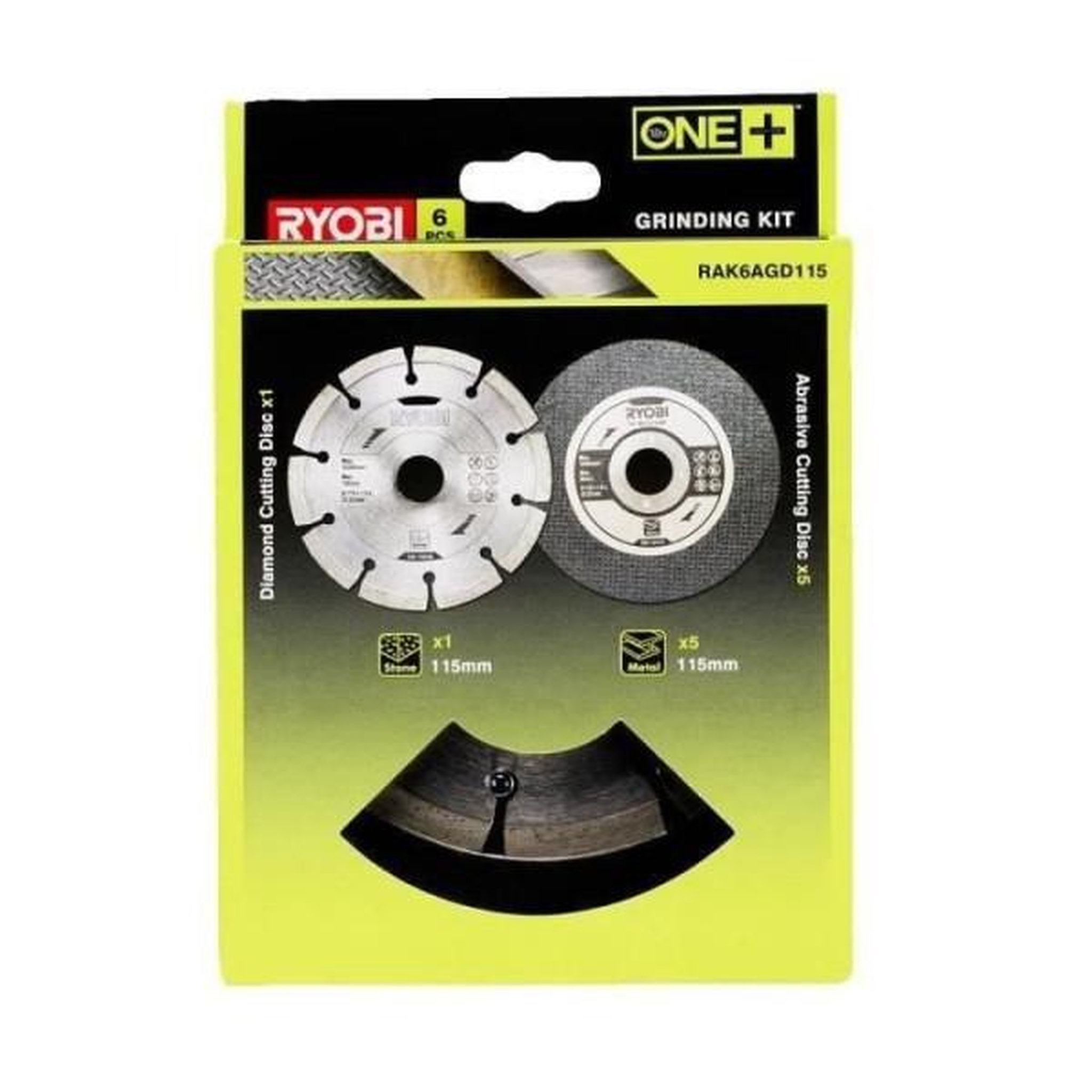 Ryobi RYOBI - Kit 6 disques meuleuse diam. 115 mm - 1 disque diamant et 5 disques a tronçonner - RAK6AGD115