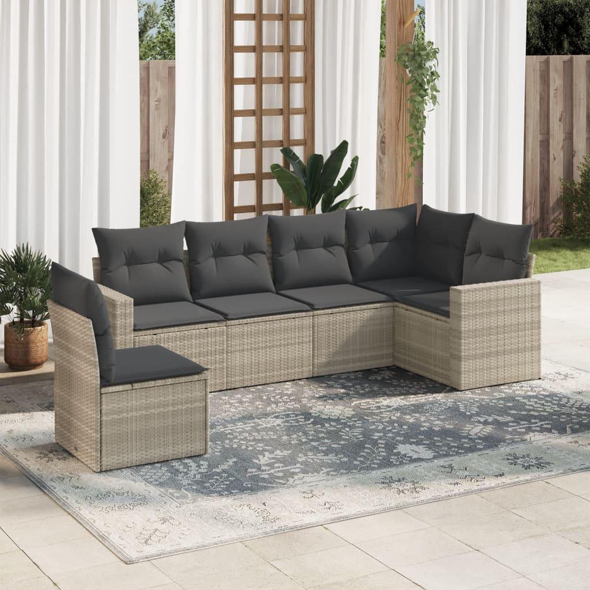 VIDAXL Salon de jardin 6 pcs avec coussins gris clair resine tressee