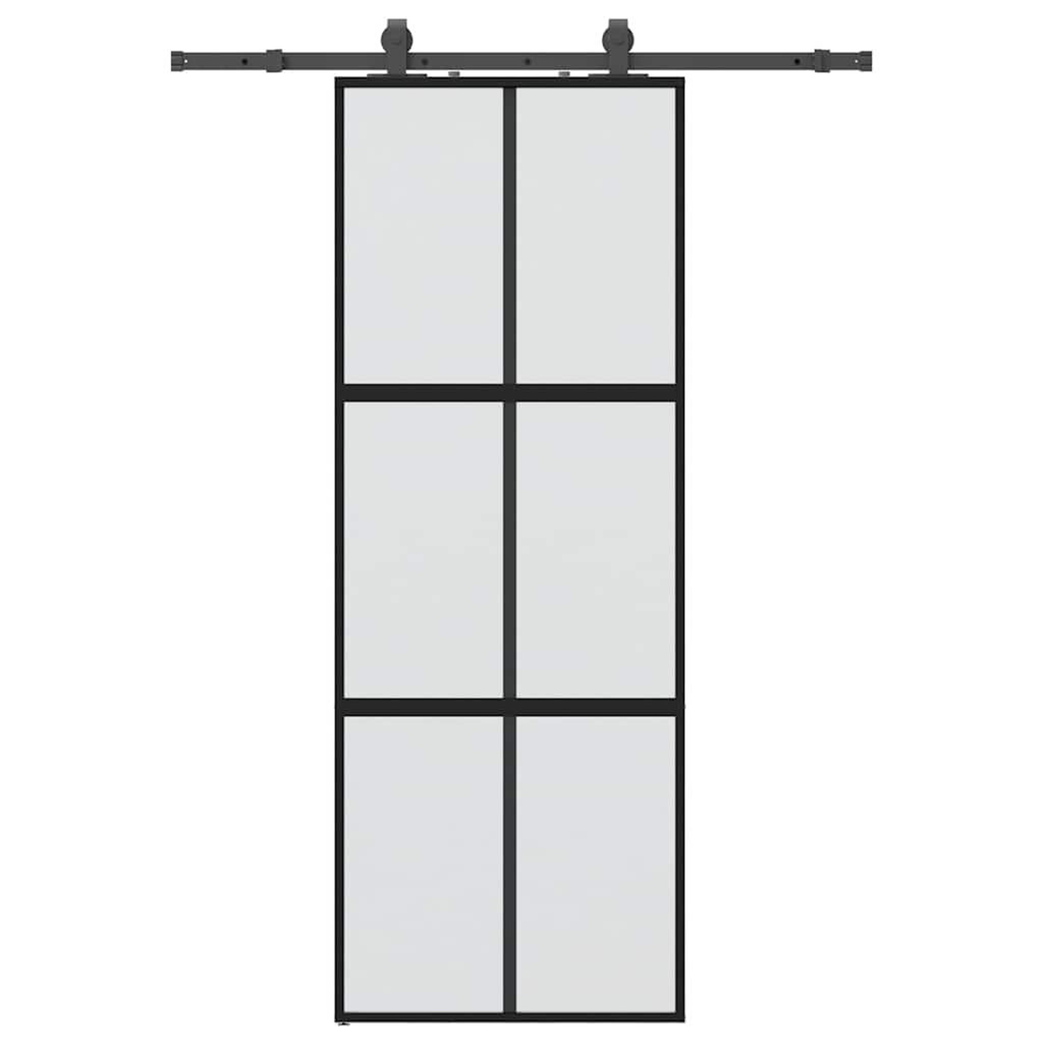 Voir la diapositive 2 : VIDAXL Porte coulissante kit quincaillerie noir 76x205 cm verre trempe