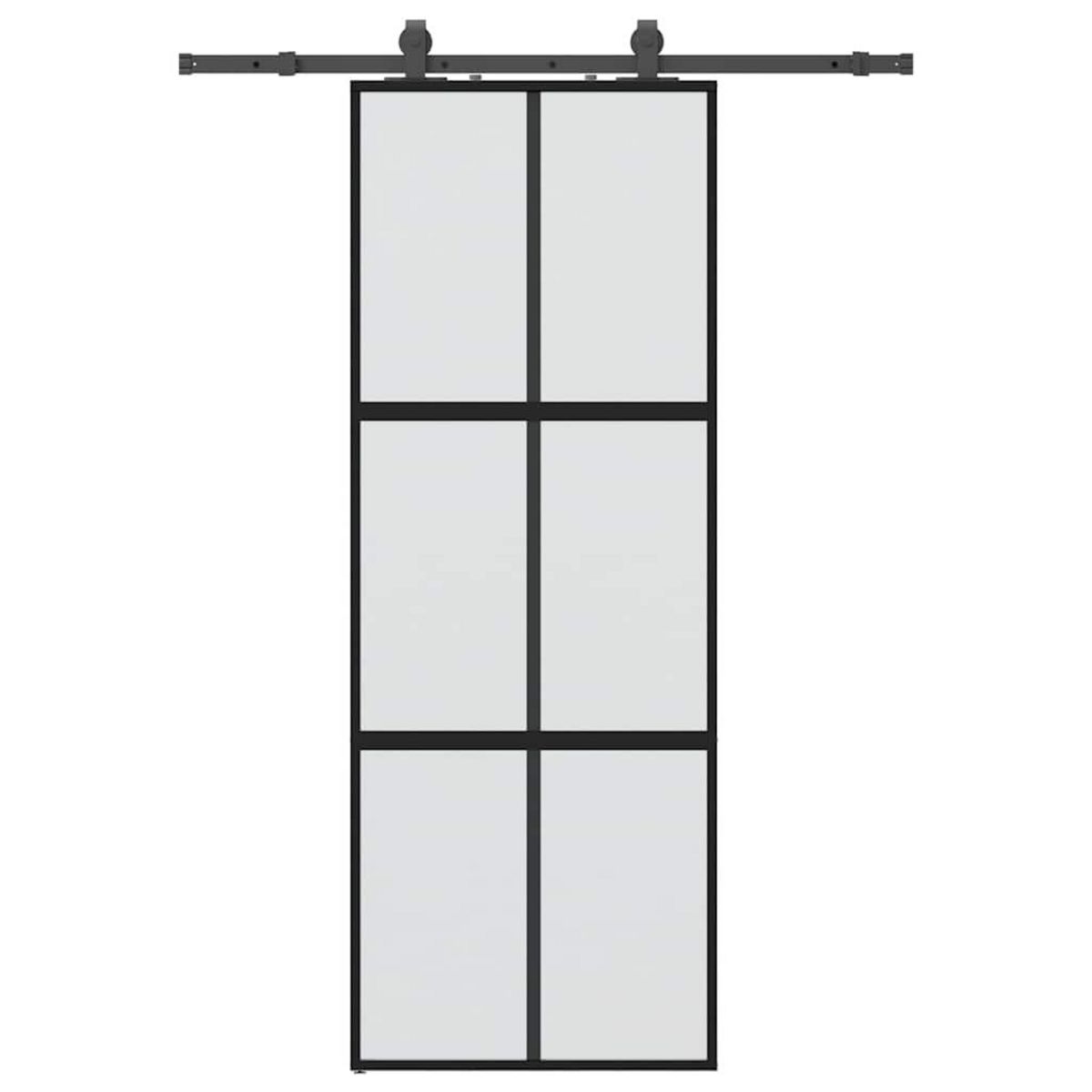 VIDAXL Porte coulissante kit quincaillerie noir 76x205 cm verre trempe
