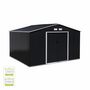 Voir la diapositive 2 : SWEEEK Abri de jardin en métal - Boulonnais - 10.85m² gris anthracite et blanc - Cabane à outils avec deux portes coulissantes. kit de fixation sol inclus. maison de rangement. remise