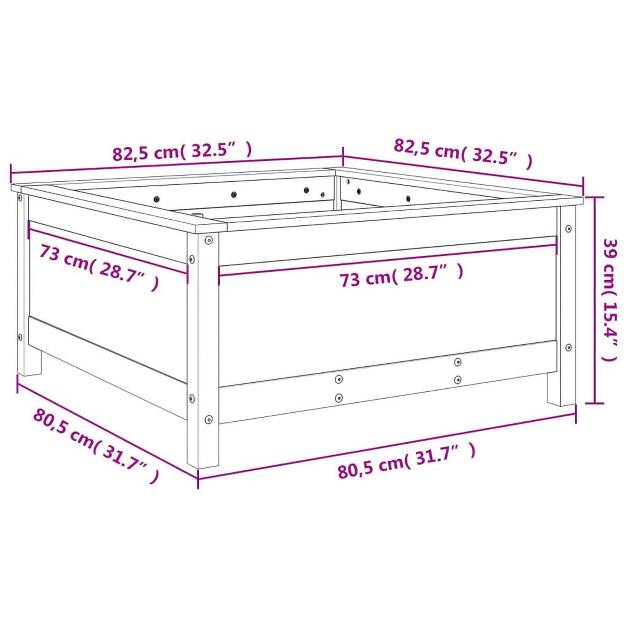 Voir la diapositive 6 : VIDAXL Jardiniere marron miel 82,5x82,5x39 cm bois massif de pin