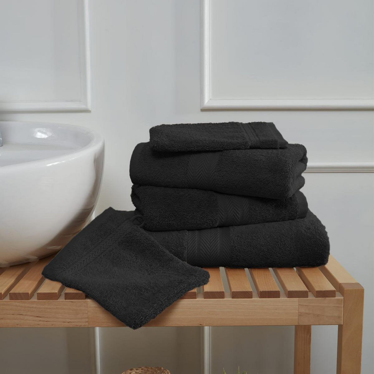 Sensei Maison Ensemble de bain 5 pièces (1 drap de bain + 2 serviettes de toilette + 2 gants) LUXURY