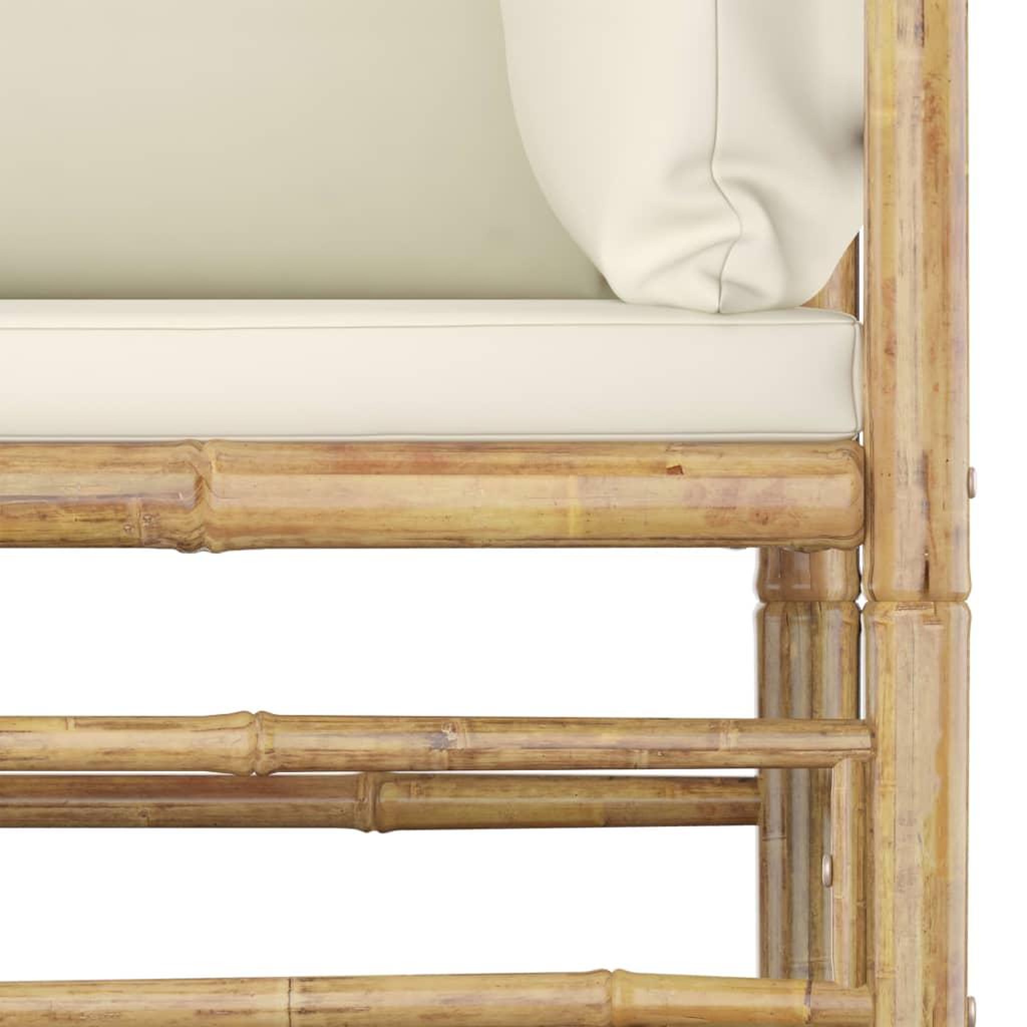 Voir la diapositive 4 : VIDAXL Salon de jardin 3 pcs avec coussins blanc creme bambou
