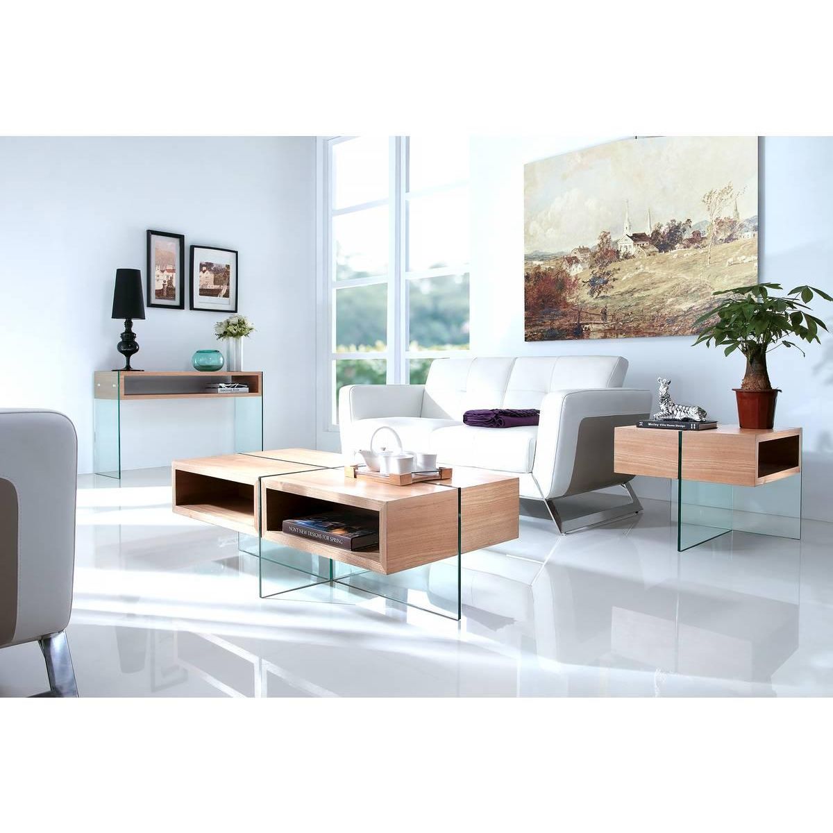 Habitat et Jardin Table basse  Venezia  - 60 x 60 x 50 cm -  Finition chêne