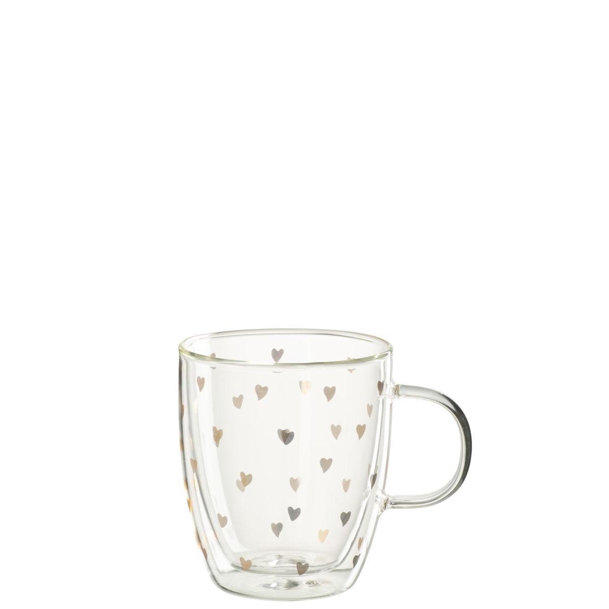 Voir la diapositive 2 : J-LINE Mug avec dessous de verre  cœur  40cl transparent