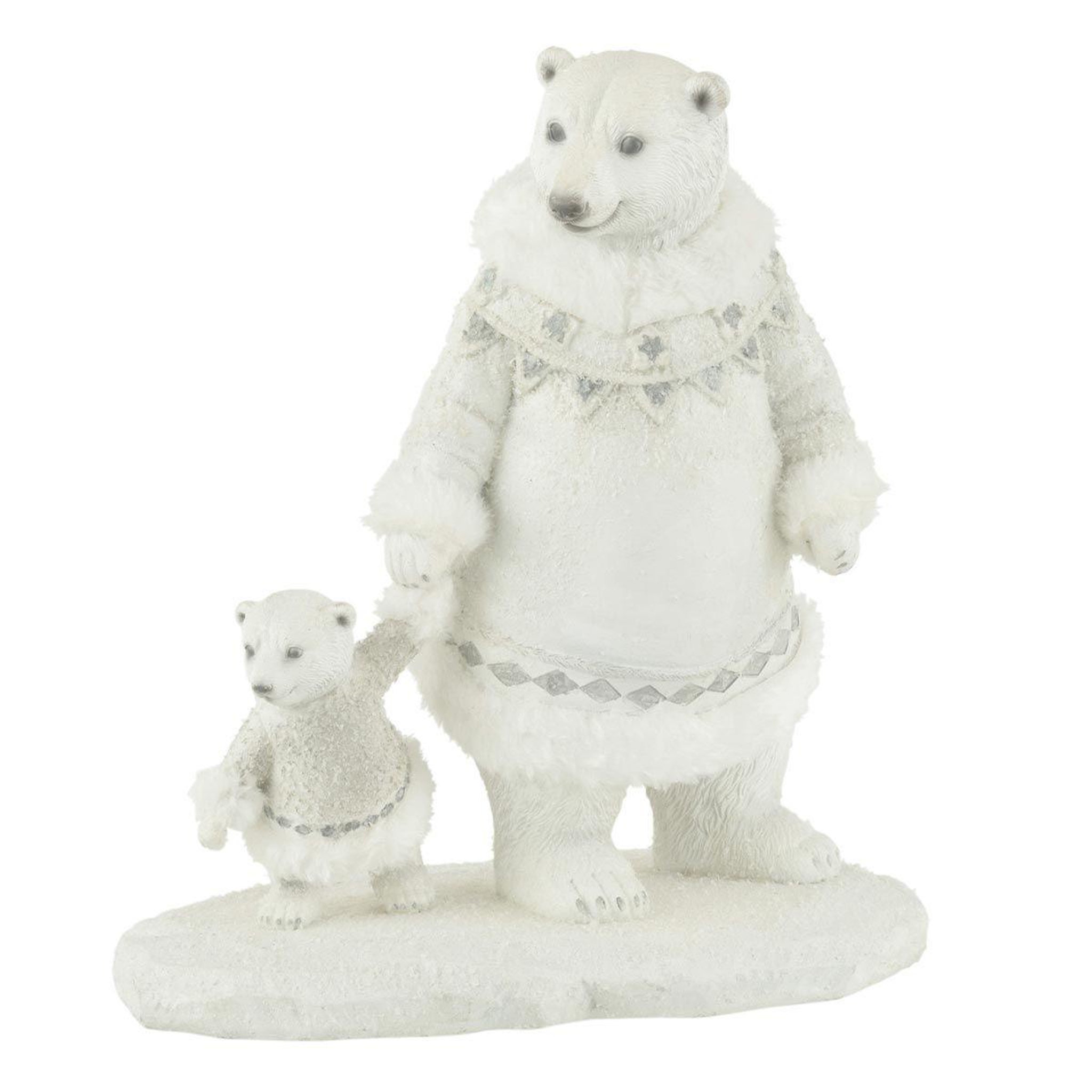 J-LINE Statuette déco  ours polaire main  25cm blanc