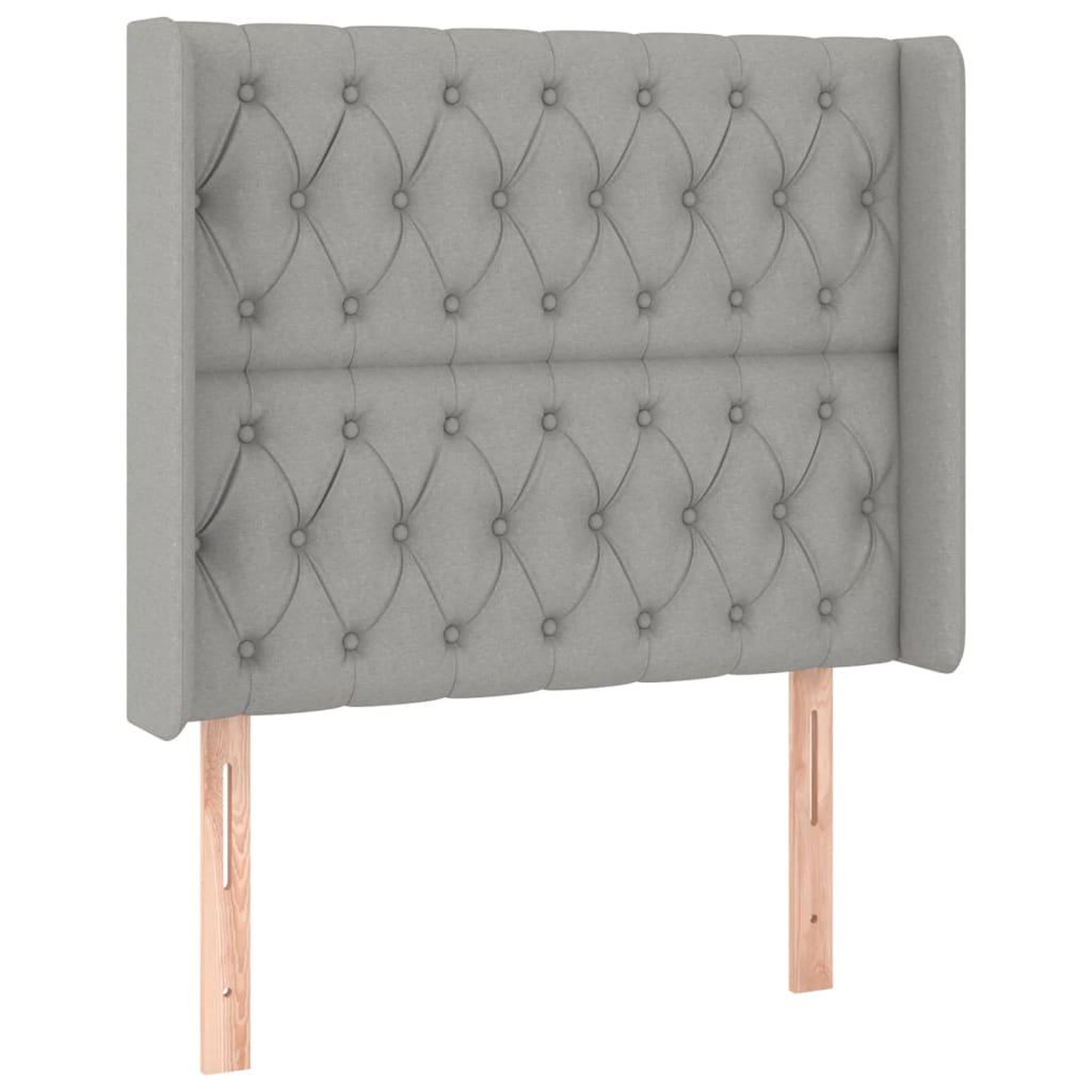 Voir la diapositive 2 : VIDAXL Tete de lit avec oreilles Gris clair 103x16x118/128 cm Tissu