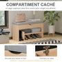 Voir la diapositive 5 : HOMCOM Meuble chaussures banc à chaussures 2 niveaux rangement, niche + coffre intégré avec coussin beige gris