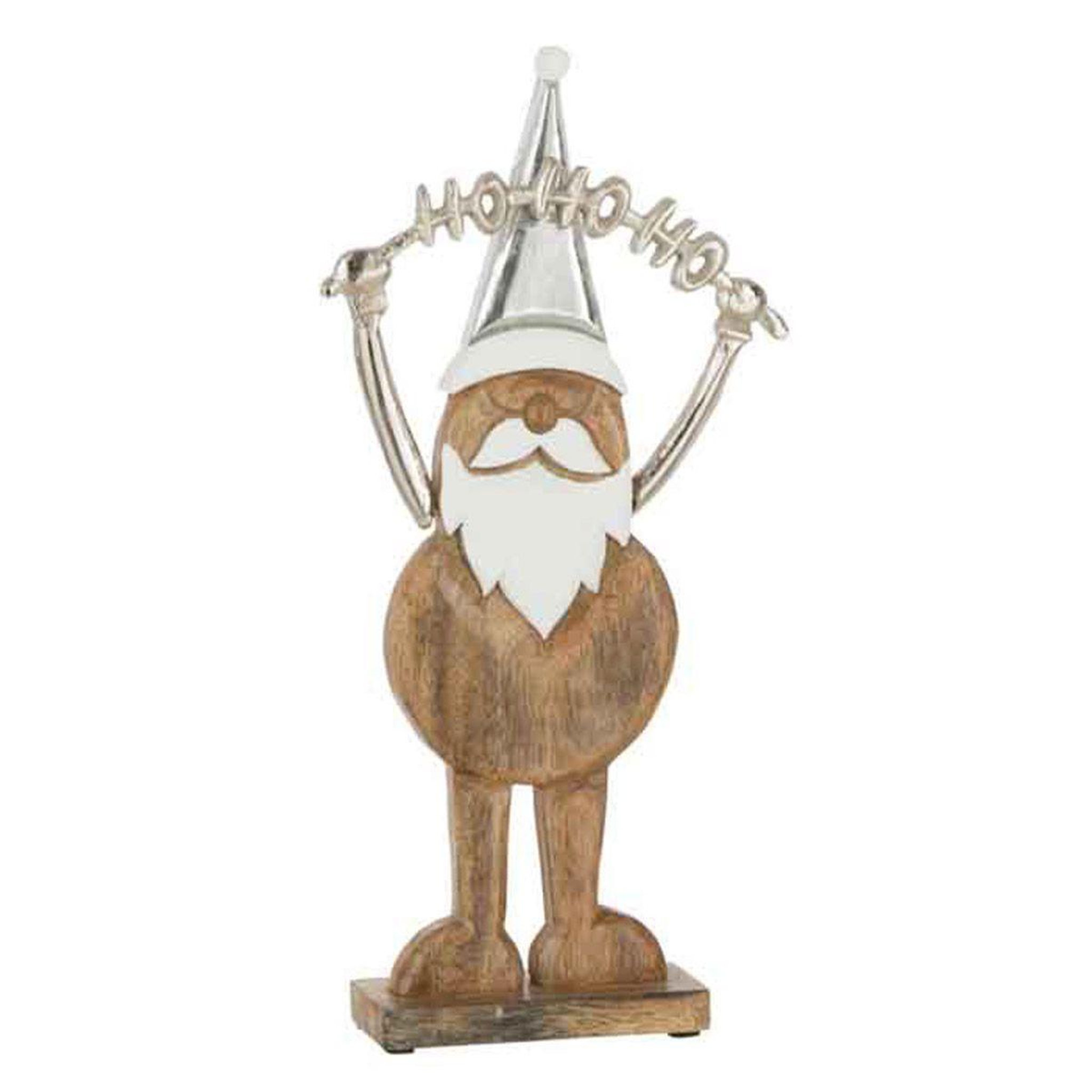 J-LINE Père Noël Déco  Ho Ho Ho  40cm Naturel & Argent