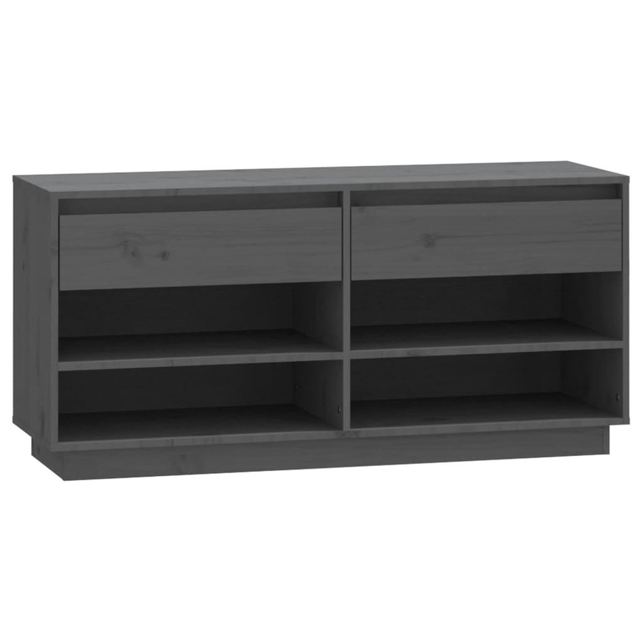 Voir la diapositive 2 : VIDAXL Armoire a chaussures Gris 110x34x52 cm Bois de pin massif