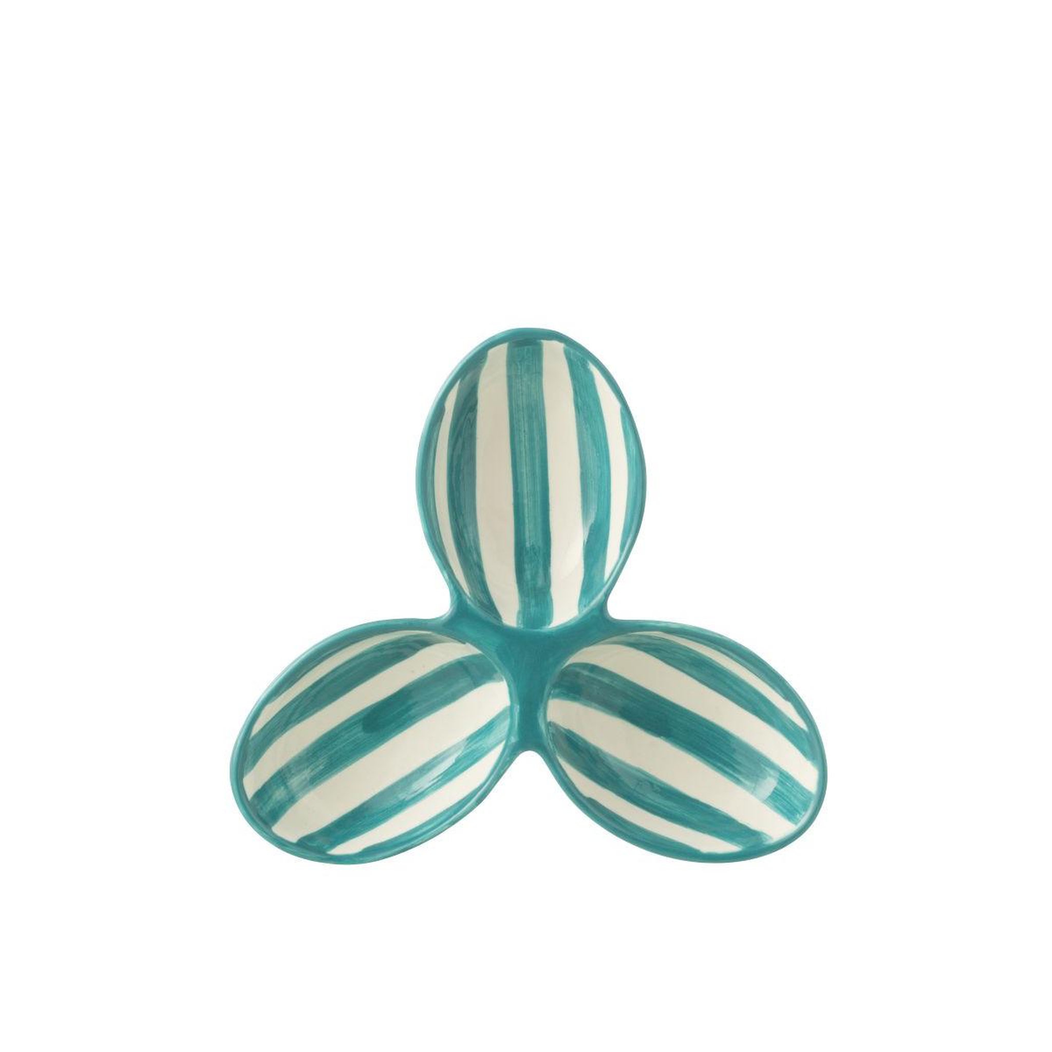 Voir la diapositive 2 : J-LINE Service apéritif en céramique  granada rayure  24cm bleu aqua