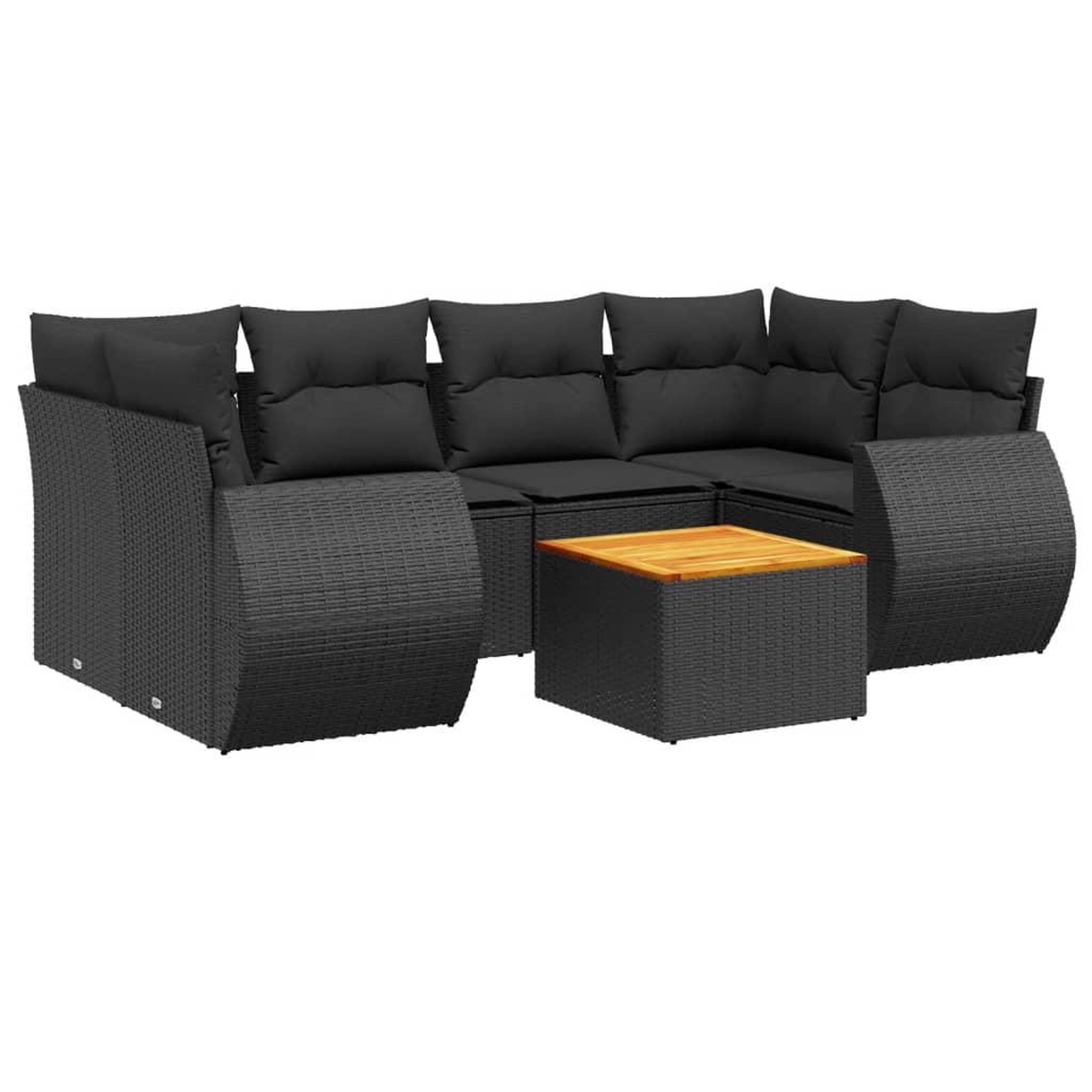 Voir la diapositive 2 : VIDAXL Salon de jardin 7 pcs avec coussins noir resine tressee