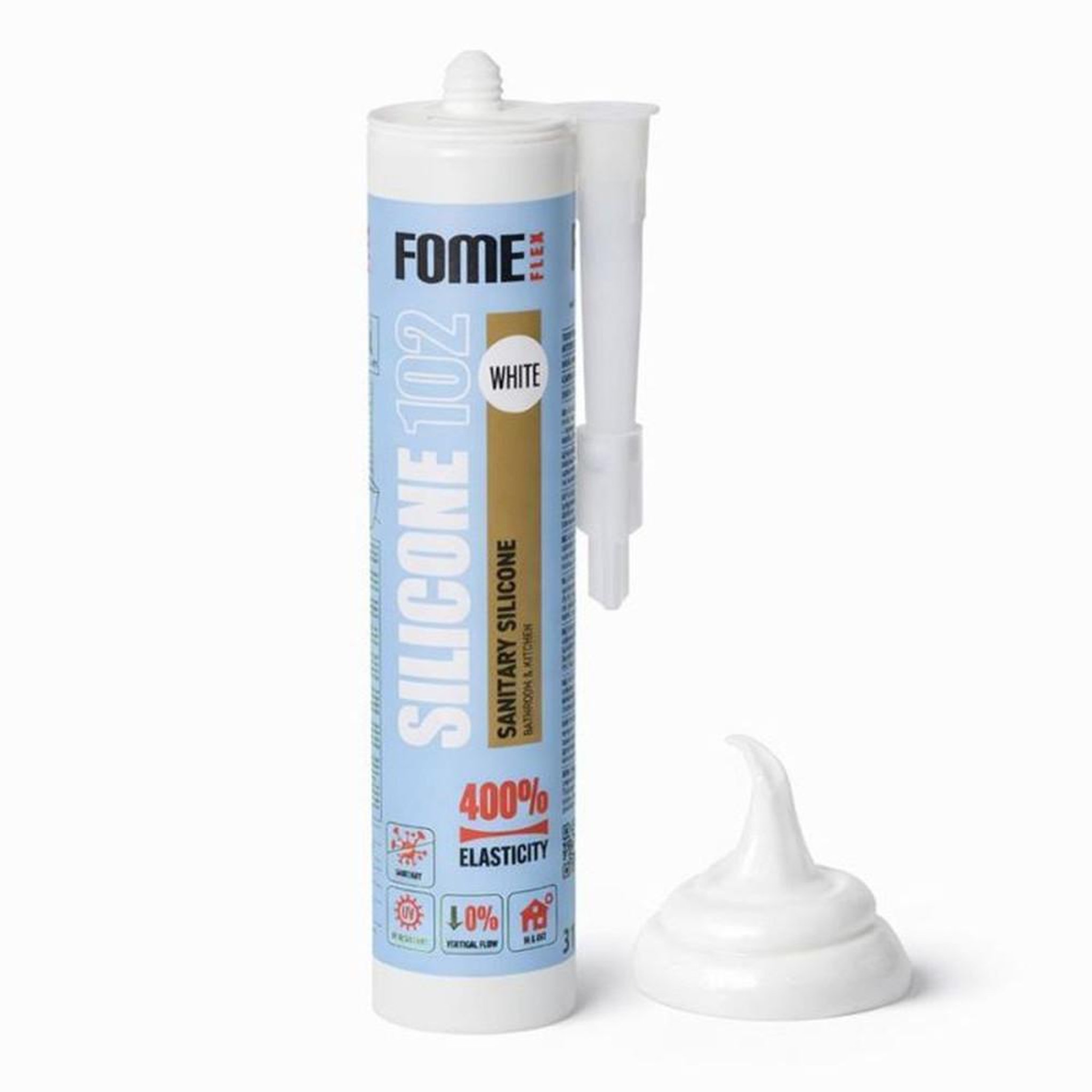 Mastic silicone sanitaire acétique anti-moisissure blanc F EXT-INT, cartouche 300 ml