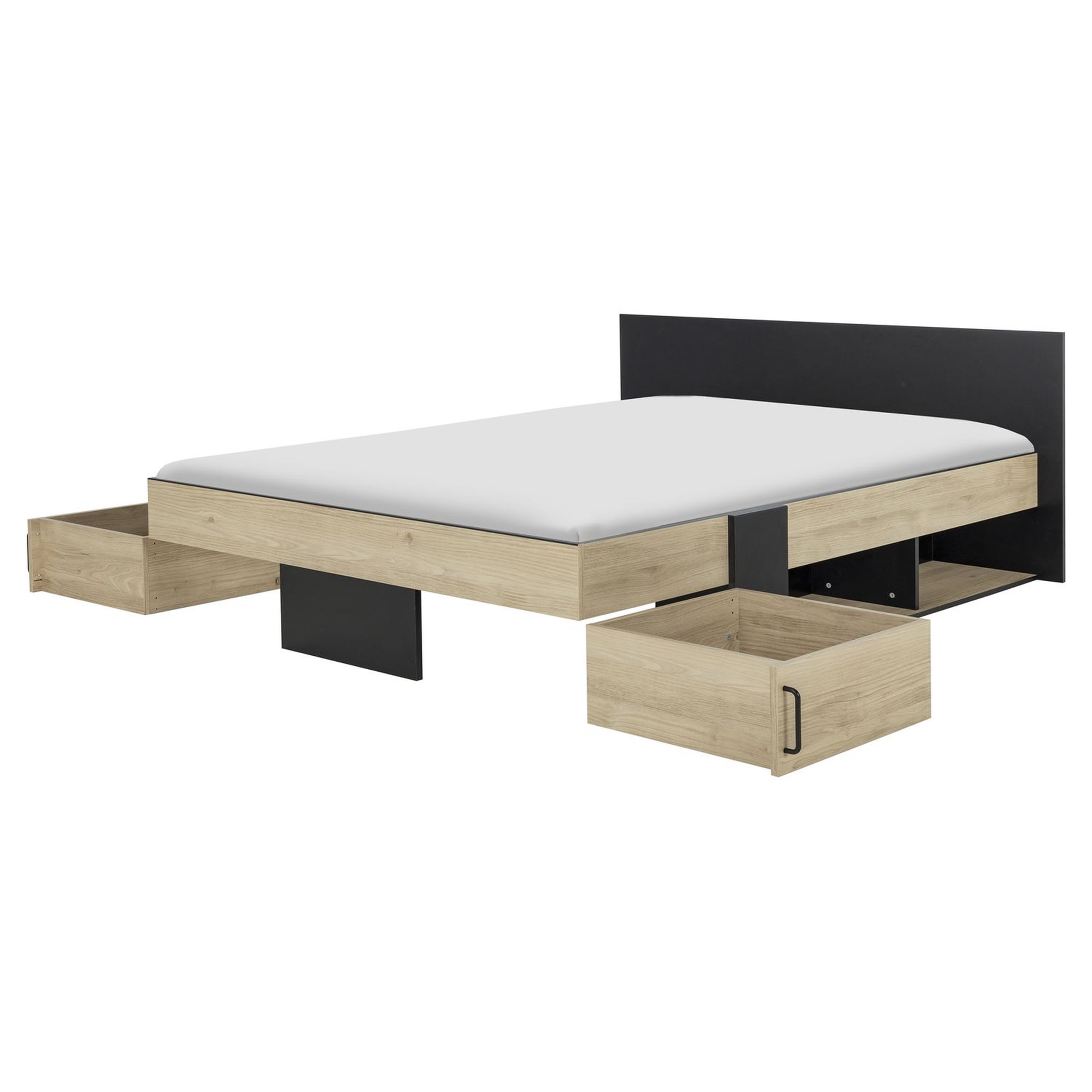 Voir la diapositive 6 : Lit double avec rangement style industriel 160x200cm LEXIS