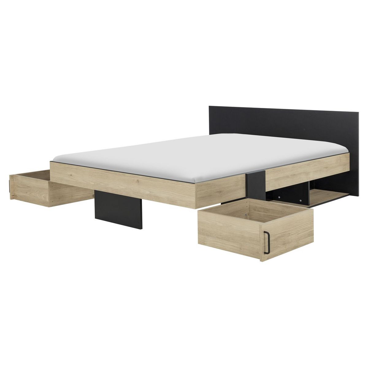 Lit double avec rangement style industriel 160x200cm LEXIS