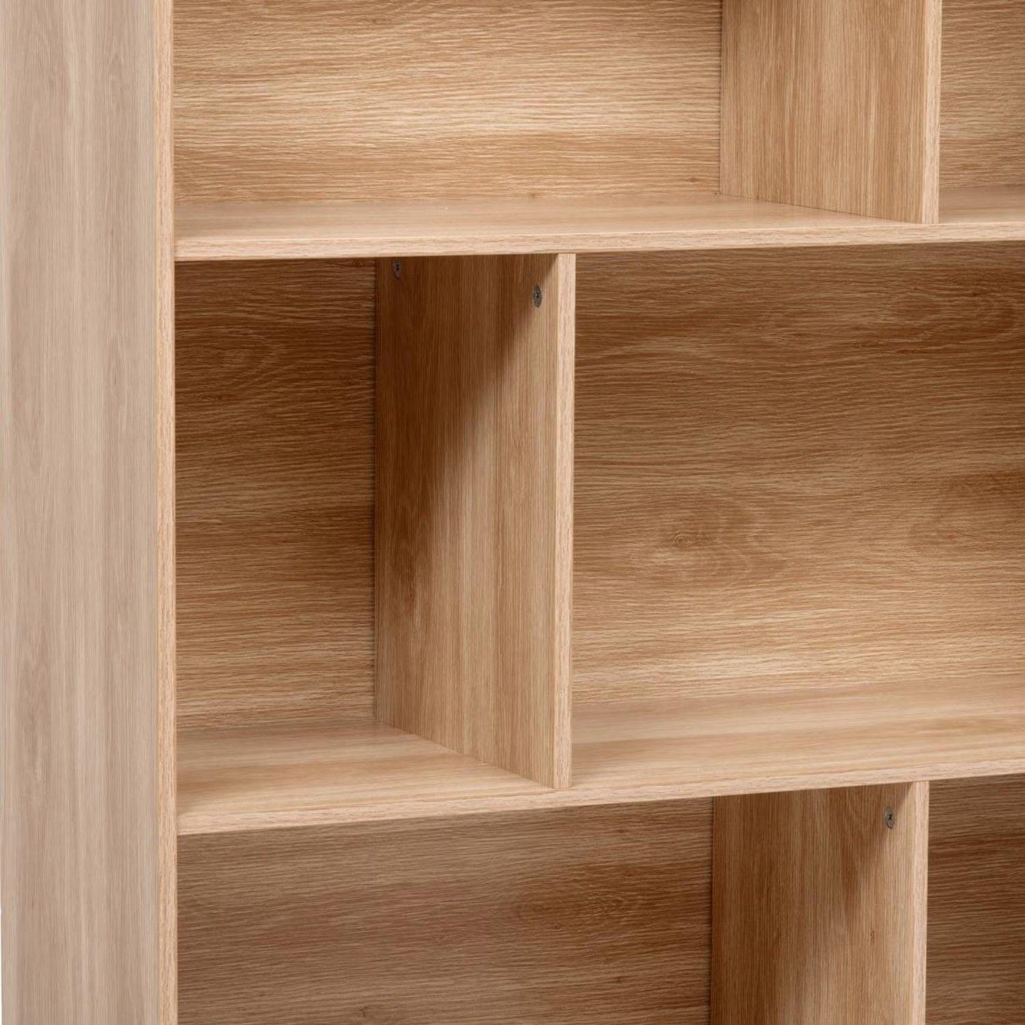 Voir la diapositive 3 : FIVE Bibliothèque 8 niches effet bois naturel abana - beige
