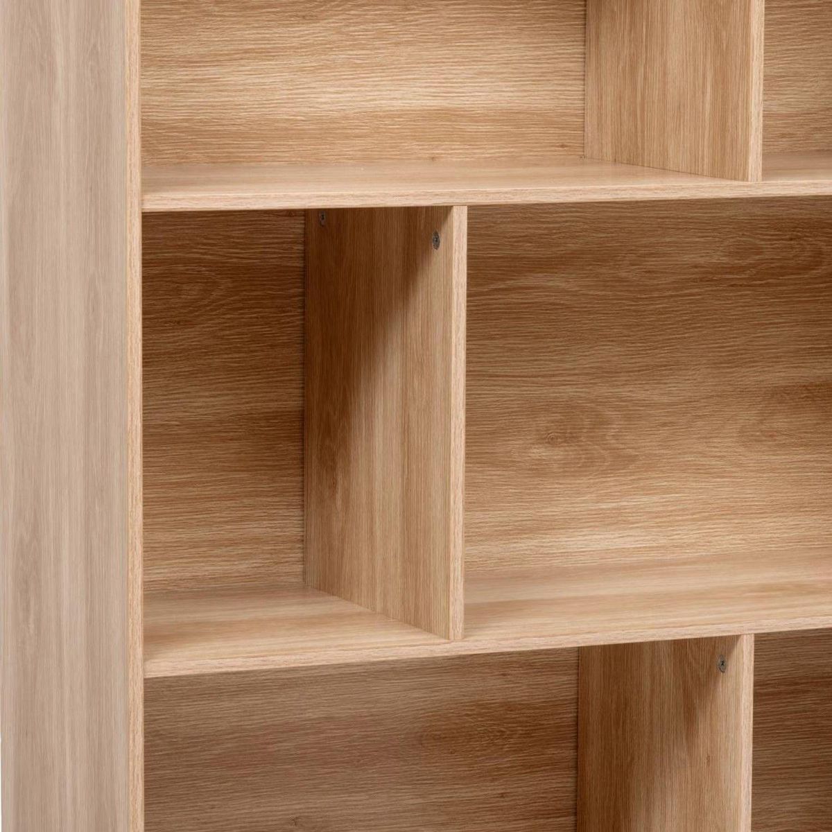 FIVE Bibliothèque 8 niches effet bois naturel ABANA - Beige