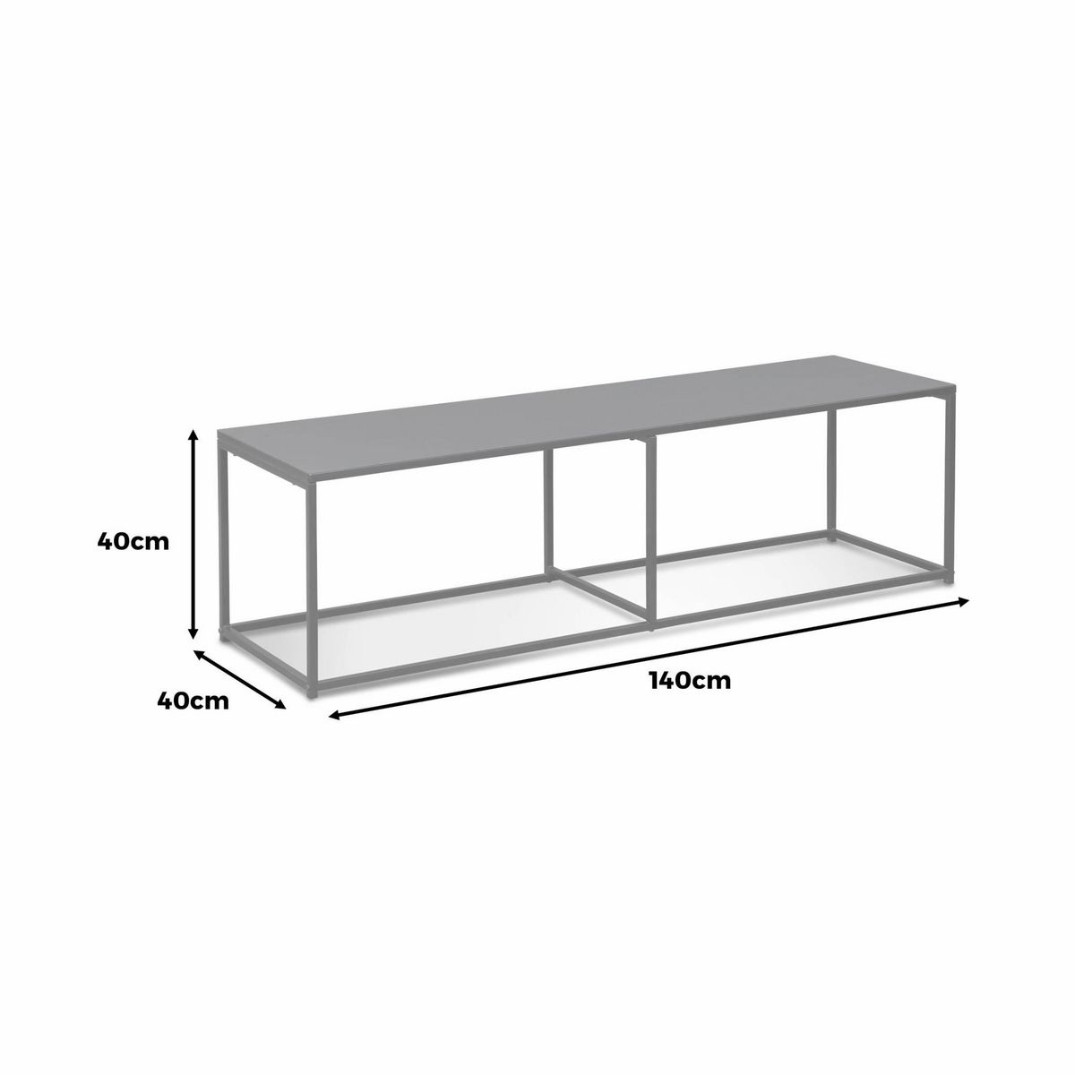 SWEEEK Meuble TV en métal noir 140x40x40cm - barre de renfort