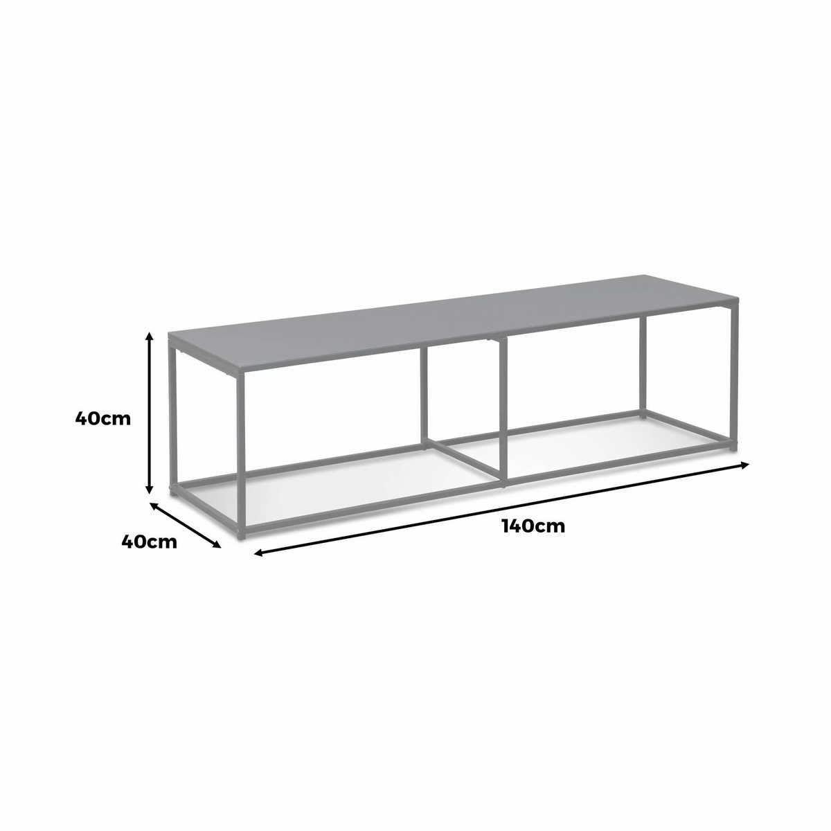 SWEEEK Meuble TV en métal noir 140x40x40cm - barre de renfort