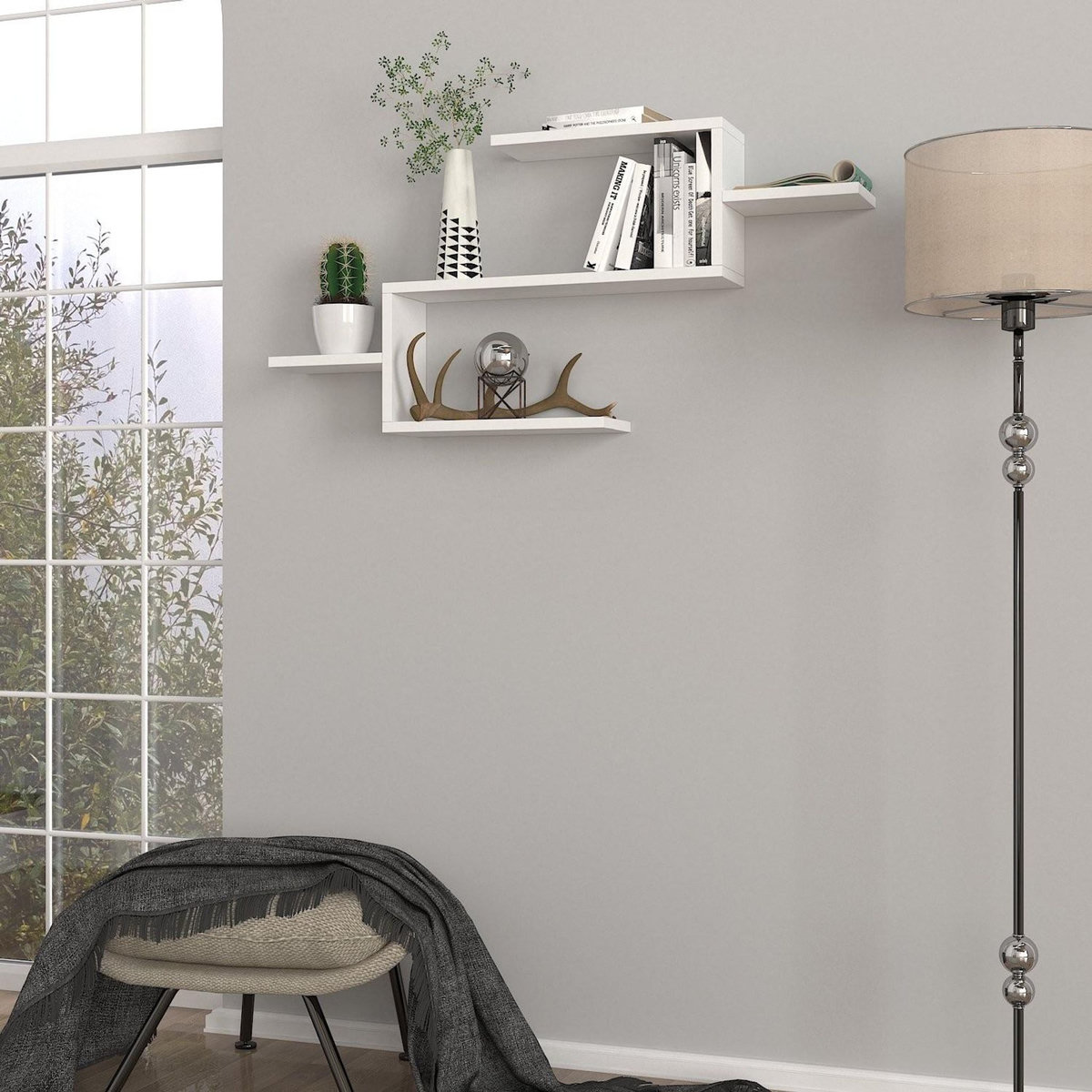 Habitat et Jardin Bibliothèque en bois  Twist  - 104 x 14 x 49 cm - Blanc