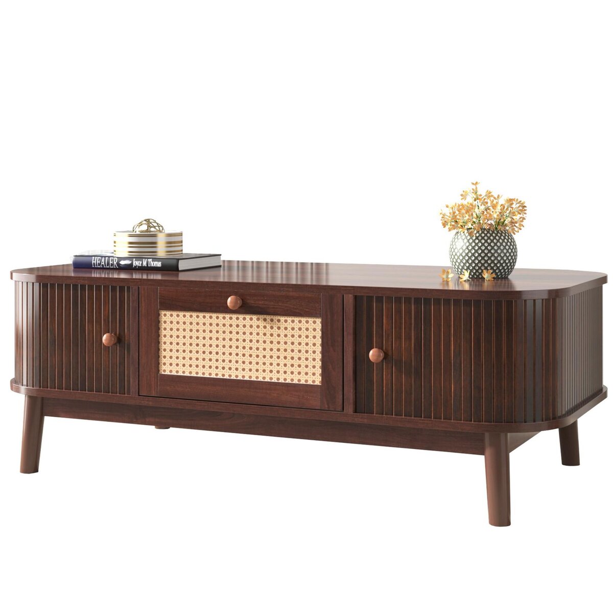 MERAX Table Basse 100 Cm Marron Avec 1 Tiroir