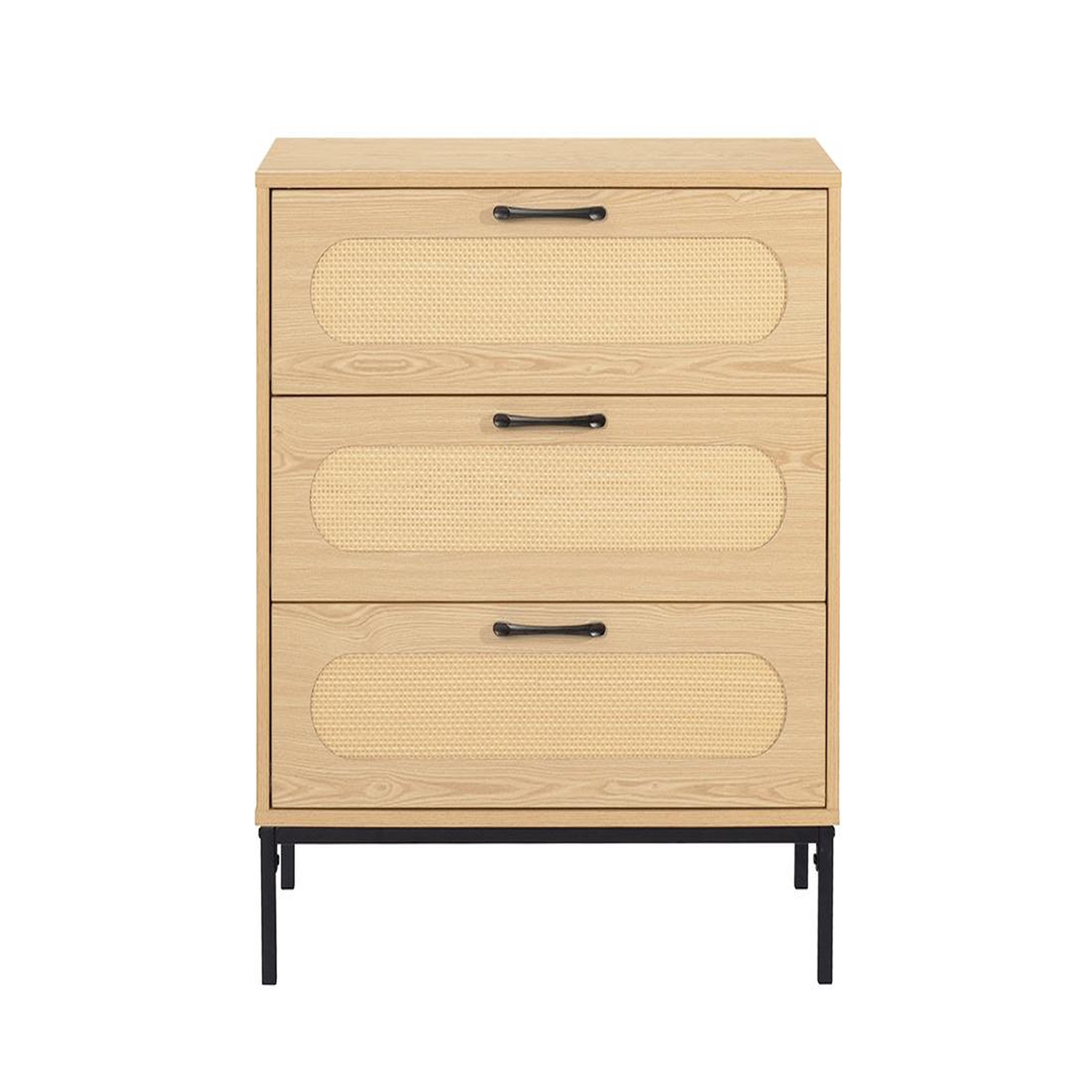 Voir la diapositive 4 : BEST MOBILIER Nagato - commode - cannage et effet bois - 70 cm