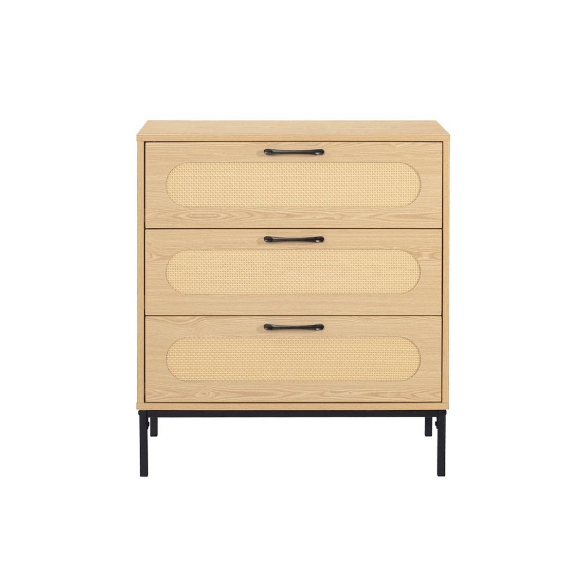 BEST MOBILIER Nagato - commode - cannage et effet bois - 70 cm