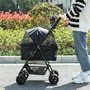 Voir la diapositive 2 : PAWHUT Poussette buggy pliable chien chat panier rangement porte-gobelets tissu 300D Oxford imperméable 4 roues noir