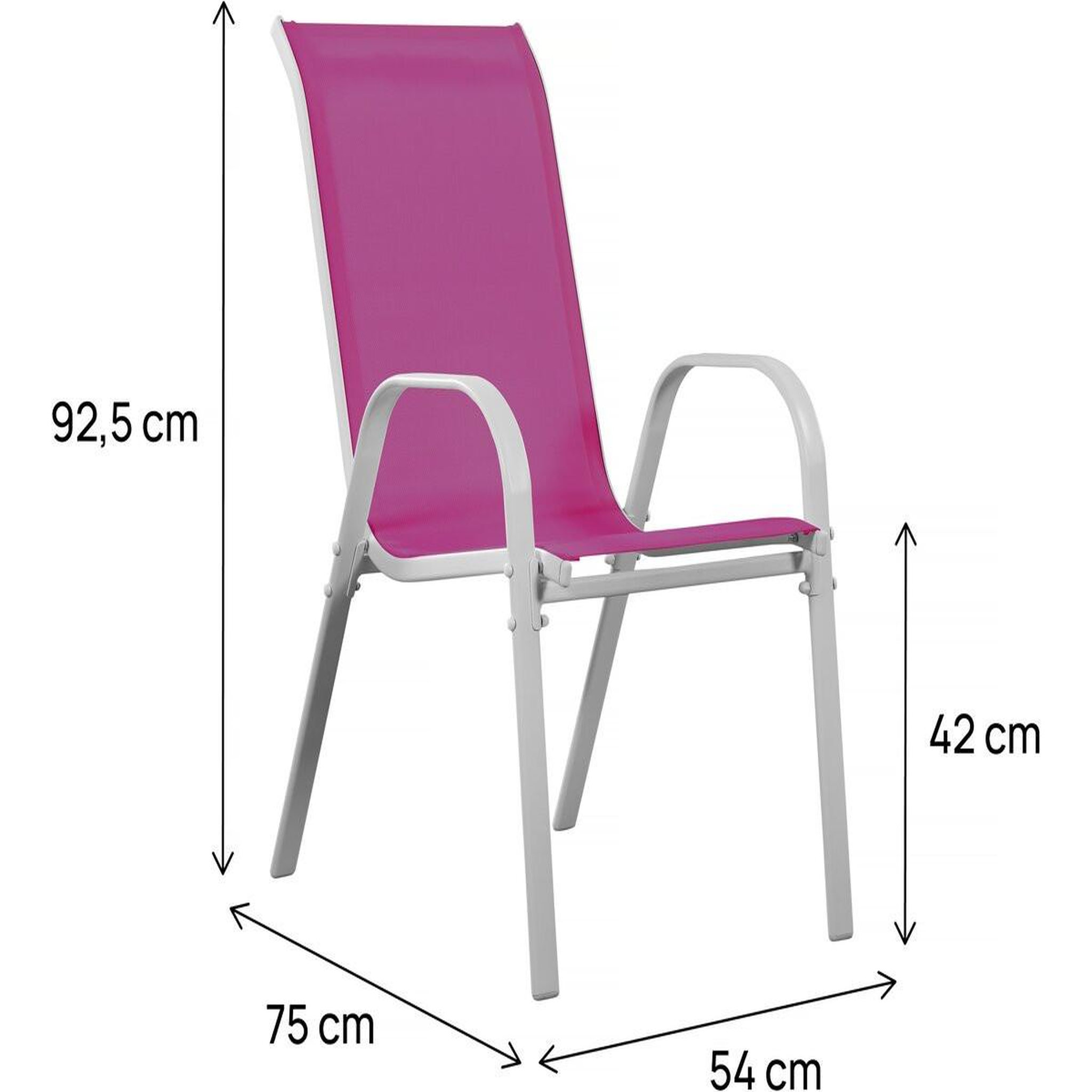 Voir la diapositive 3 : Habitat et Jardin Fauteuil jardin textilène  cordoba  - phoenix - rose - lot de 2