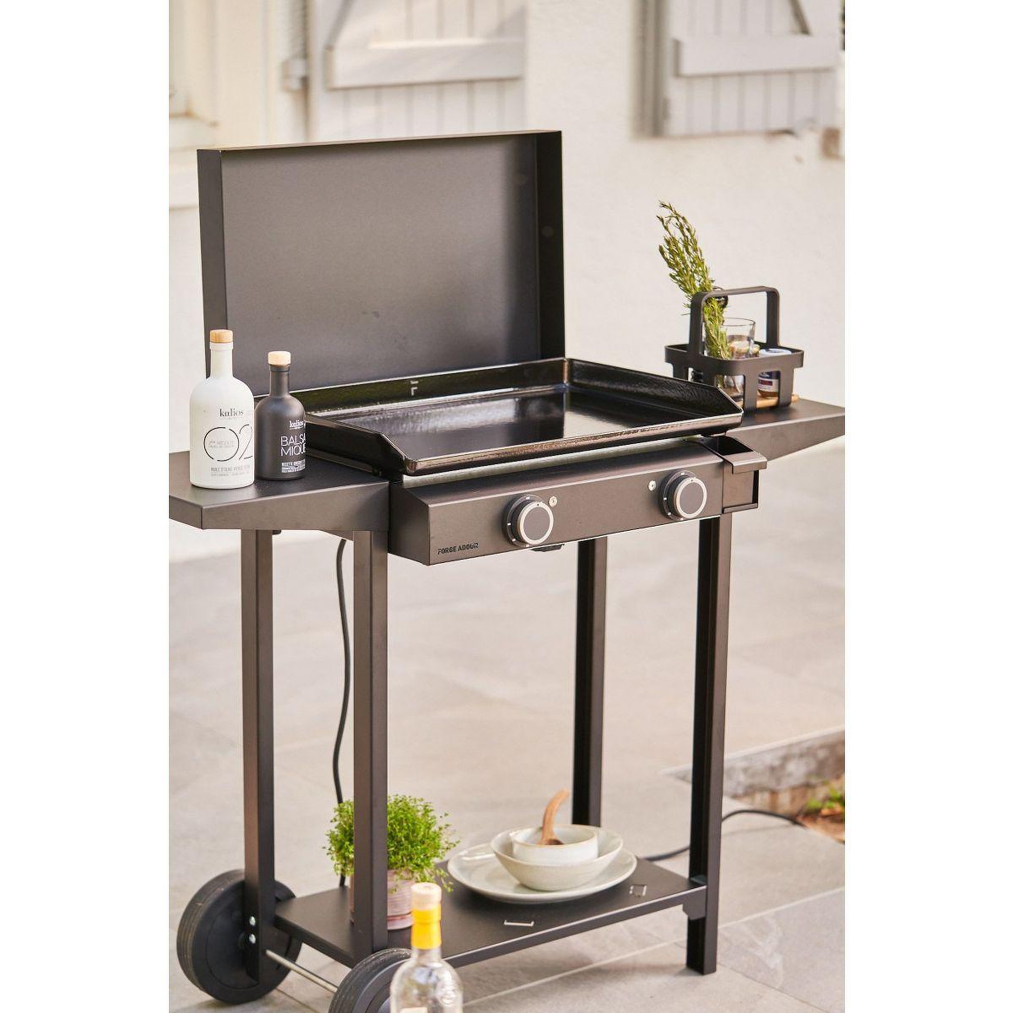 Voir la diapositive 3 : FORGE ADOUR Plancha électrique ACIER BASE 60A noir 2 brûleurs à poser, 57.5x37.9 cm