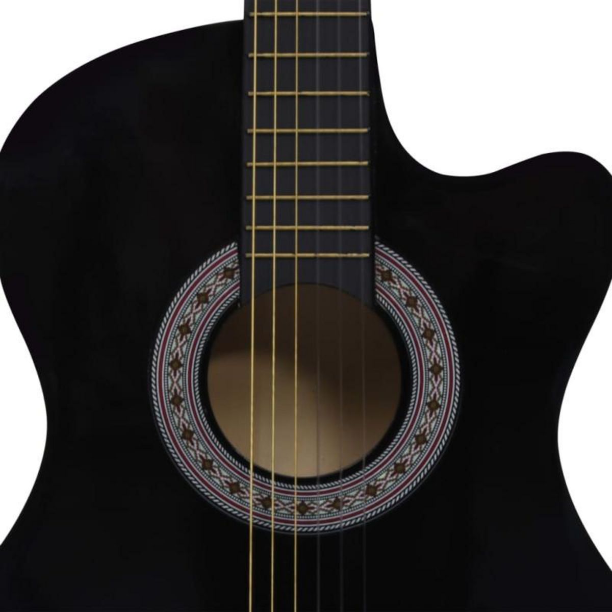 VIDAXL Guitare découpée classique occidentale avec 6 cordes Noir 38