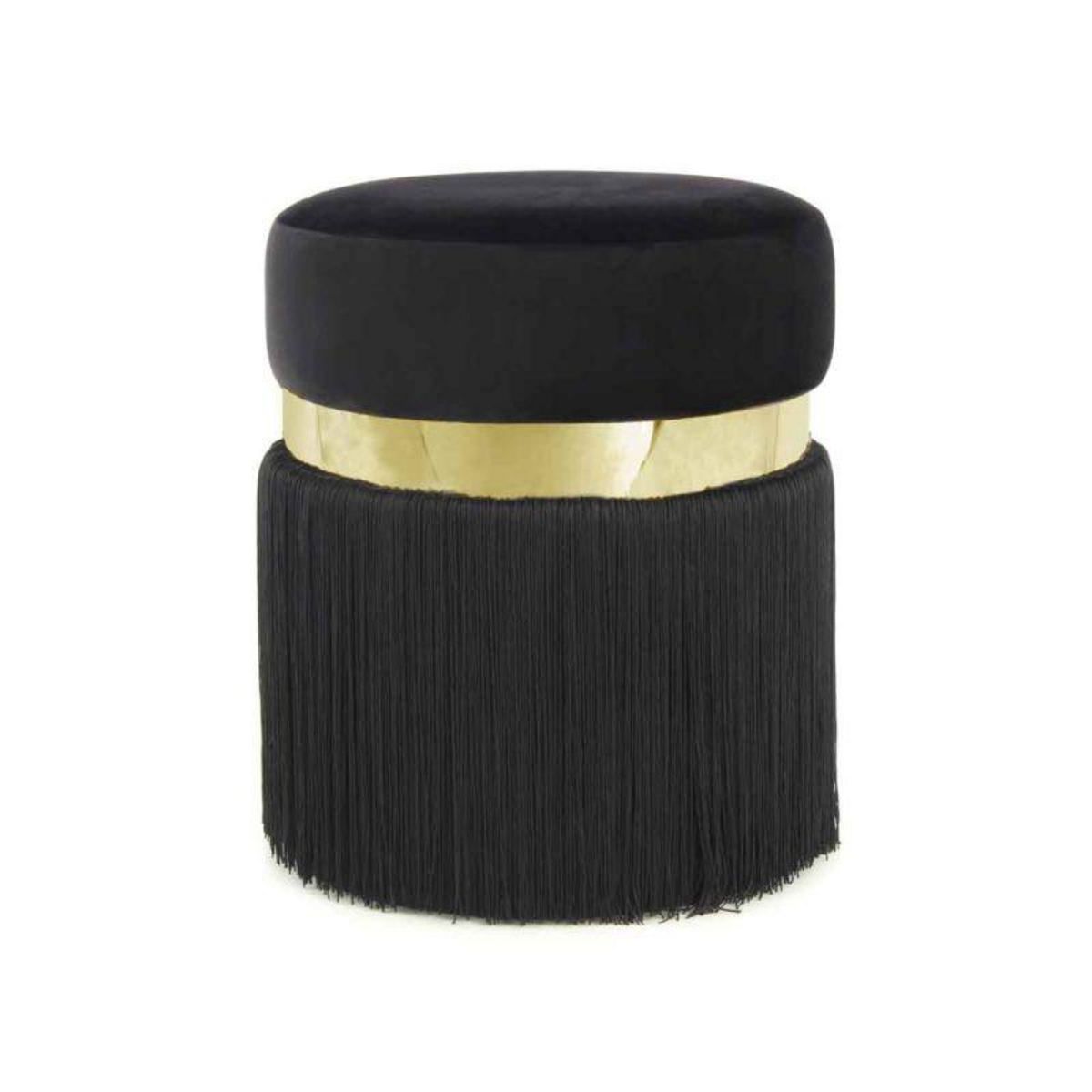 Paris Prix Pouf Rond Bicolore  Rebecca  45cm Noir & Or