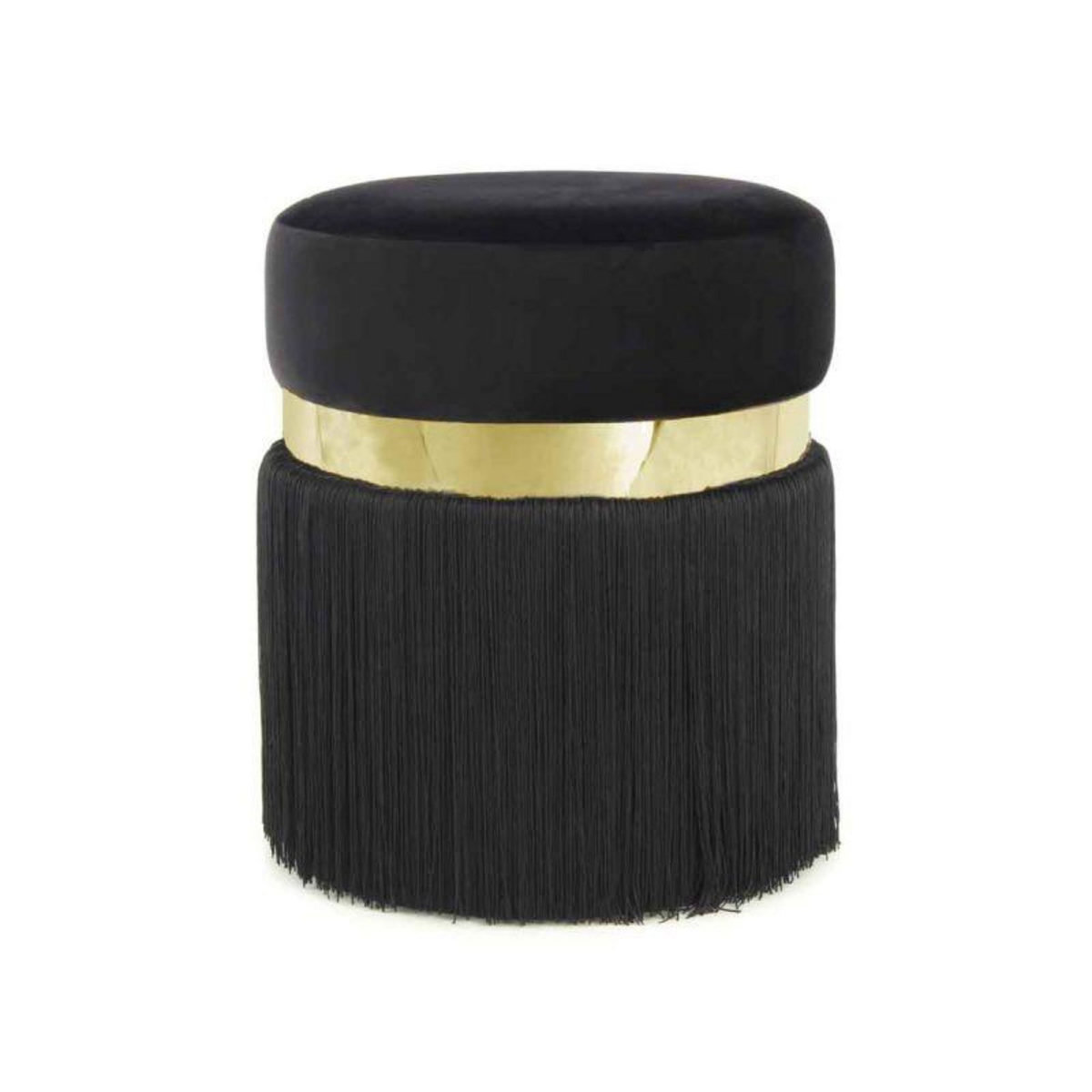 Paris Prix Pouf Rond Bicolore  Rebecca  45cm Noir & Or