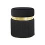 Voir la diapositive 2 : Paris Prix Pouf Rond Bicolore  Rebecca  45cm Noir & Or