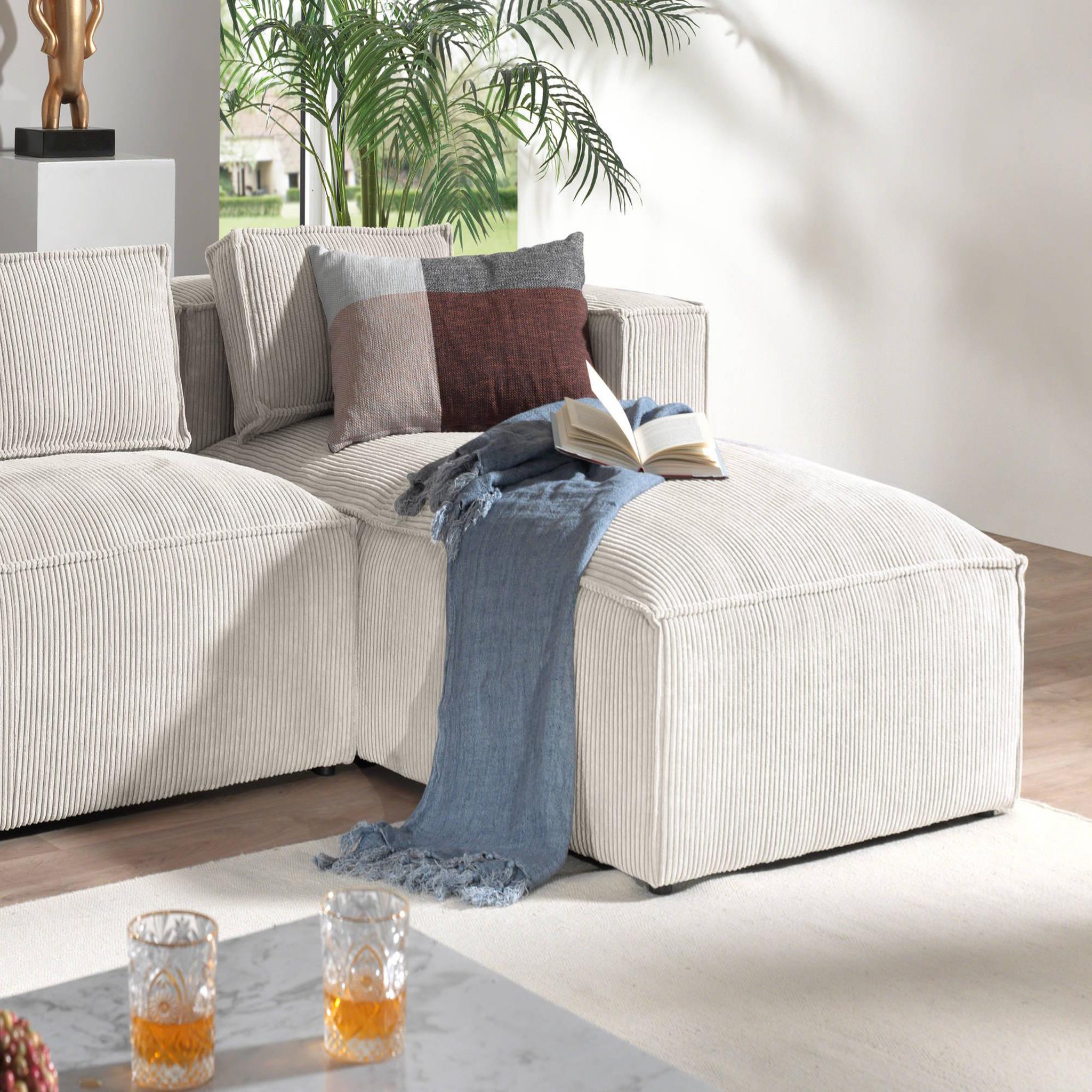 Voir la diapositive 3 : LISA DESIGN Stella - canapé d'angle - en velours côtelé - 4 places -style contemporain - droit